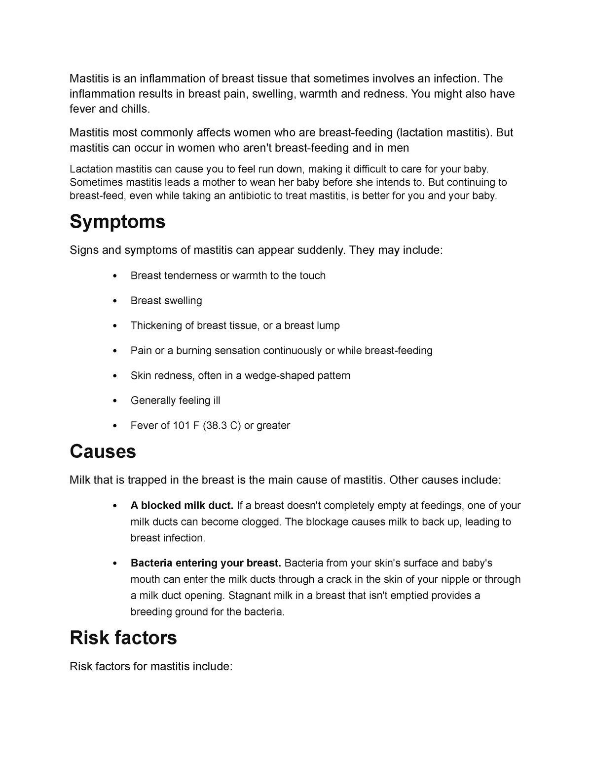 Mastitis - Report - Mastitis is an inflammation of breast tissue that ...