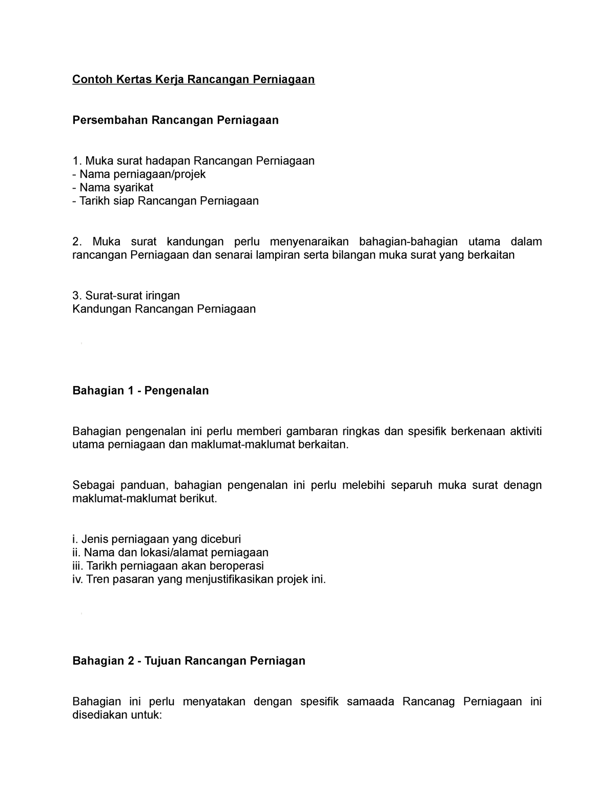 Contoh Kertas Kerja Rancangan Perniagaan Contoh Kertas Kerja Rancangan Perniagaan Persembahan 