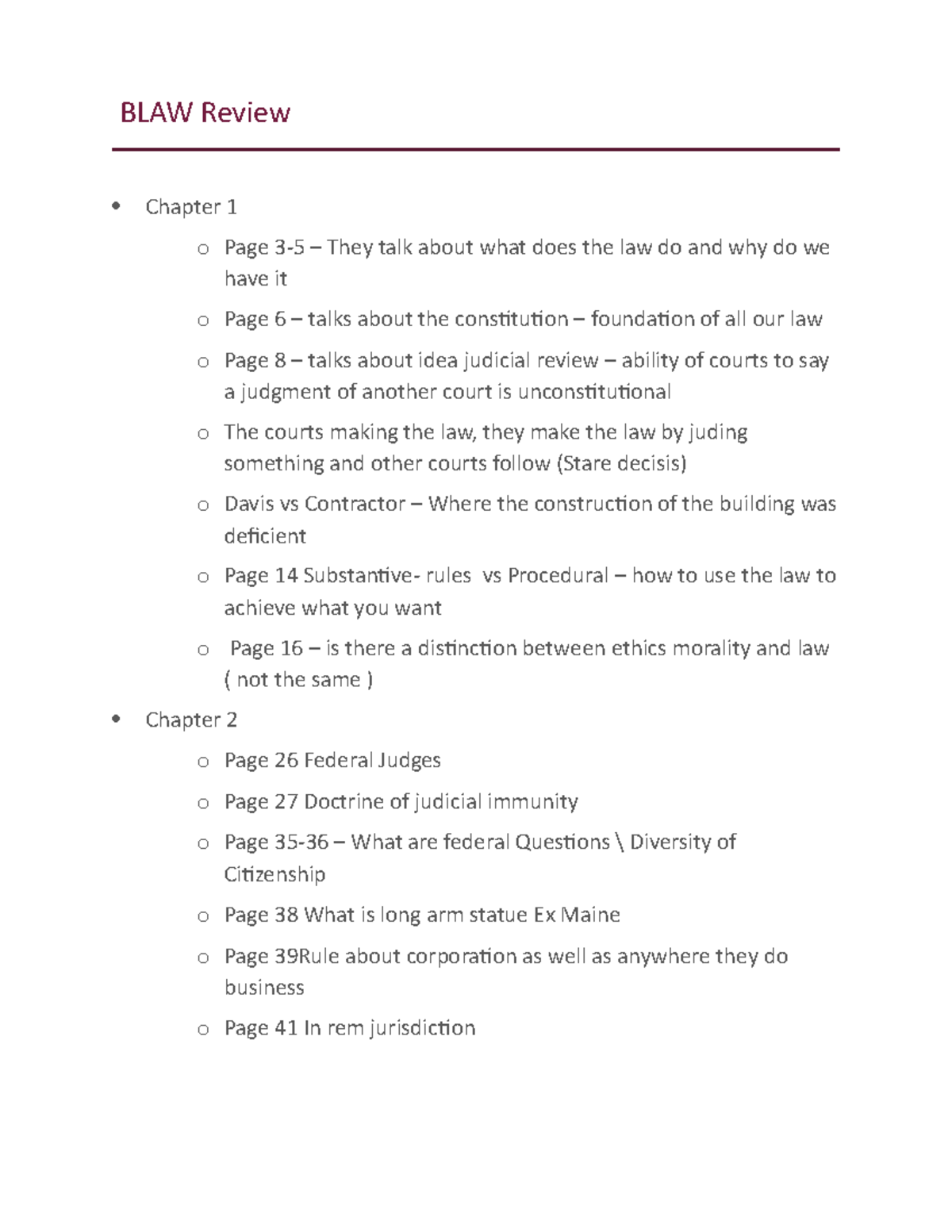 Blaw Test 1 Review - BLAW Review Chapter 1 O Page 3-5 – They Talk About ...