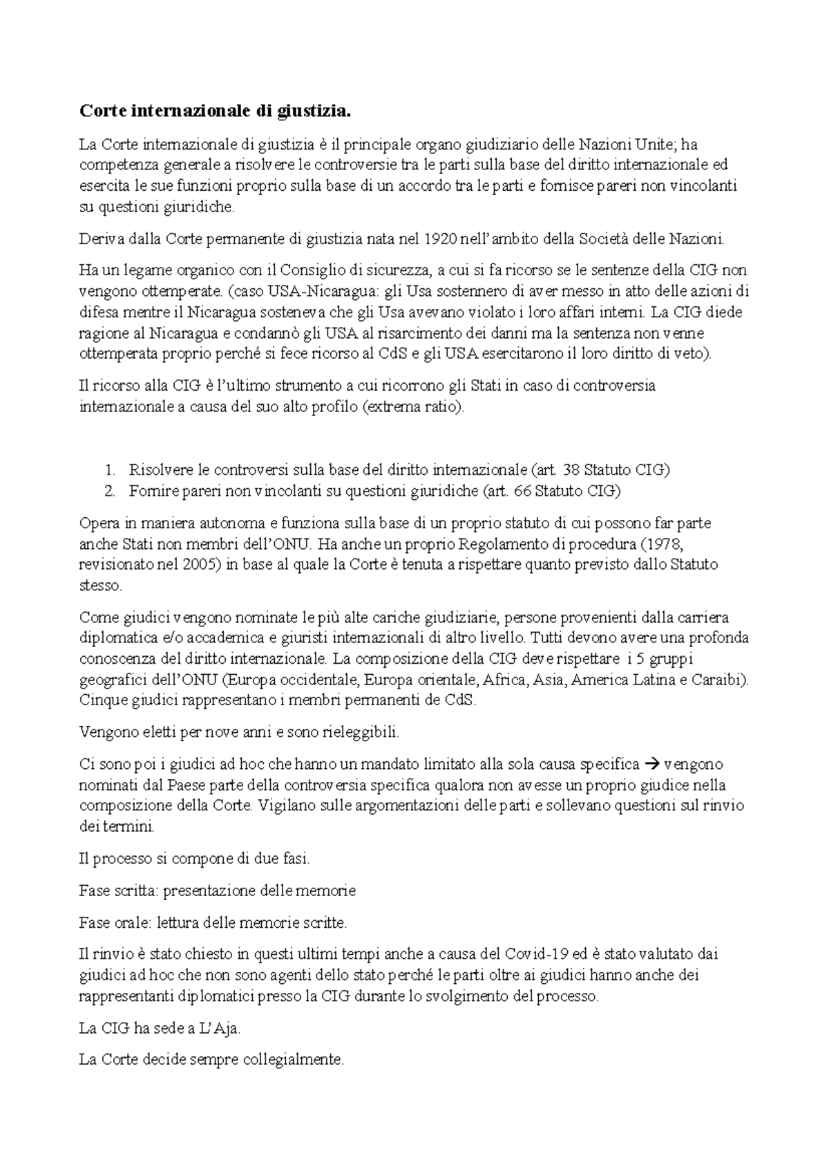 statuto corte internazionale di giustizia