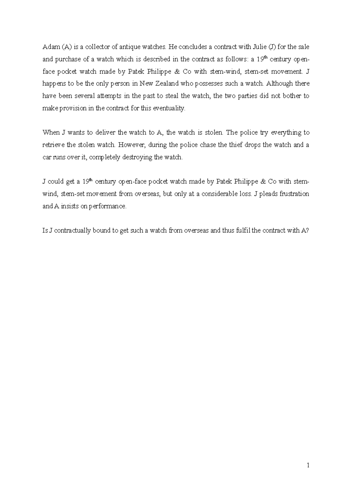 1 Exercise Frustration; Riffel - Adam (A) is a collector of antique ...