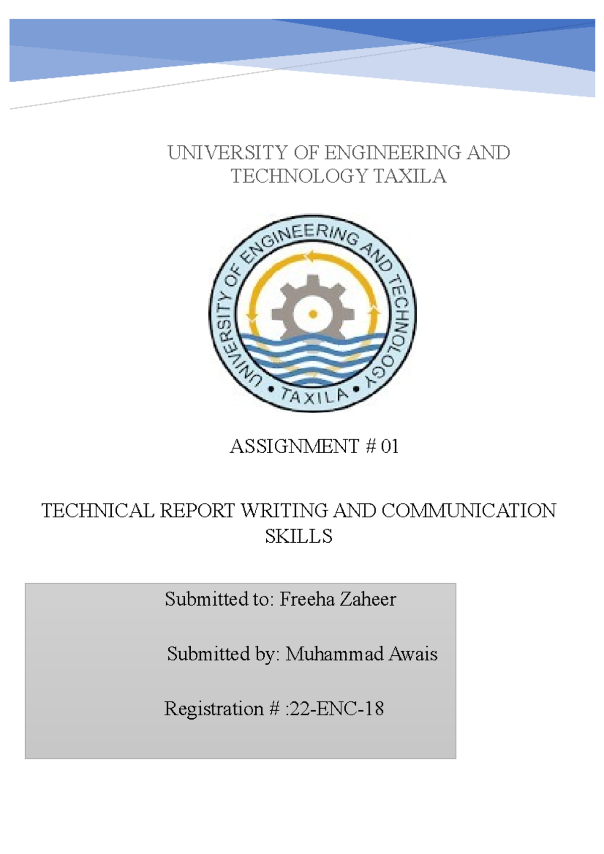 Assignment TWCS(Th) - 7C,s characteristics - UNIVERSITY OF ENGINEERING ...