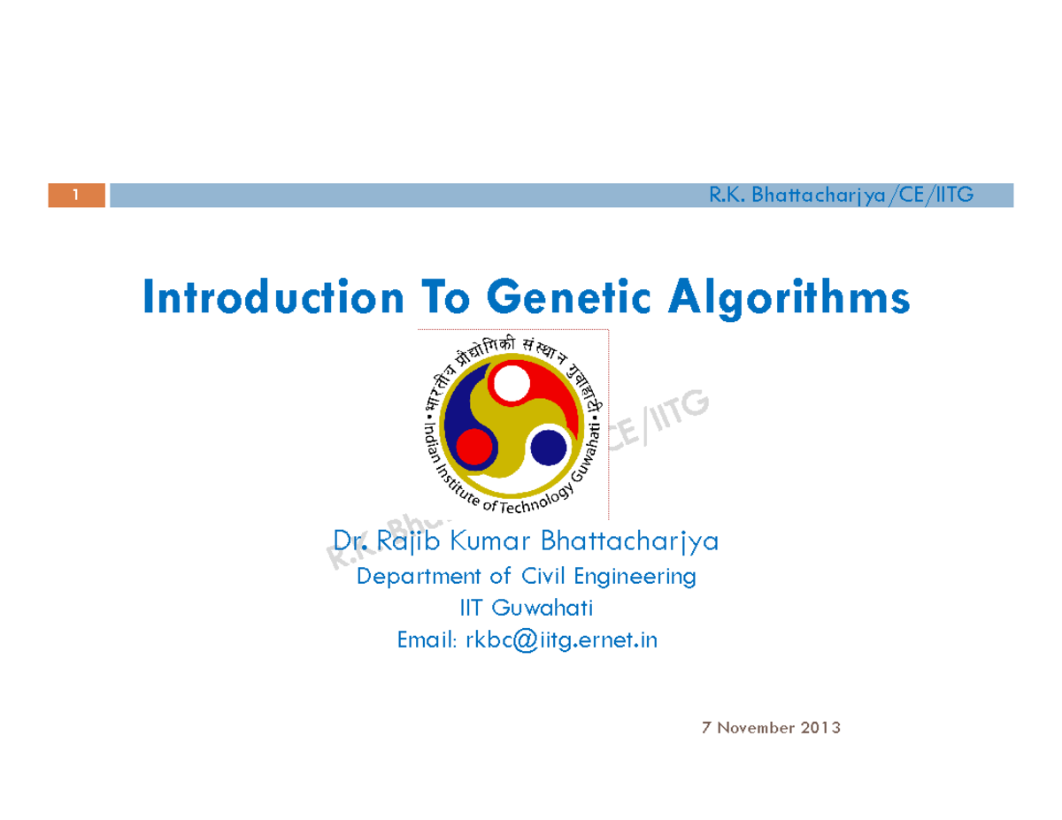 Genetic Algorithms - i m doing student of b.tech - - Studocu