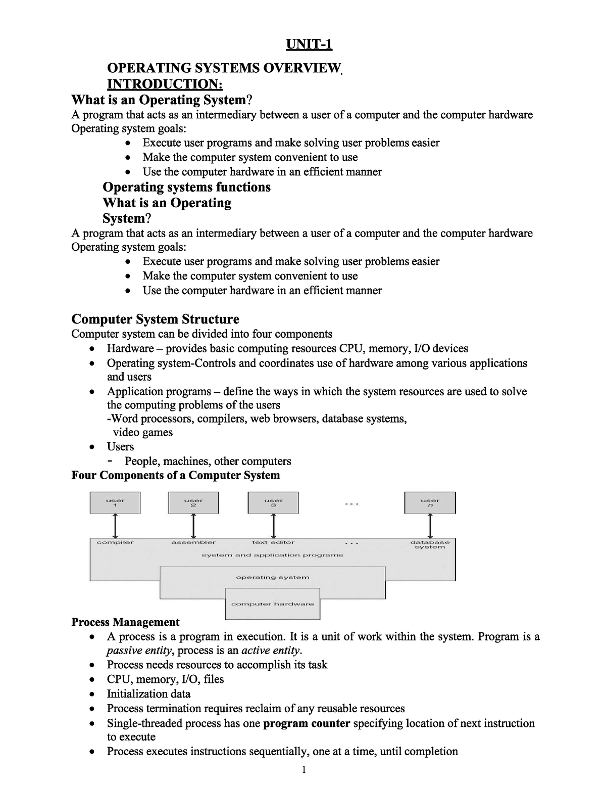 Unit 1 - OS Notes - Btech - Studocu