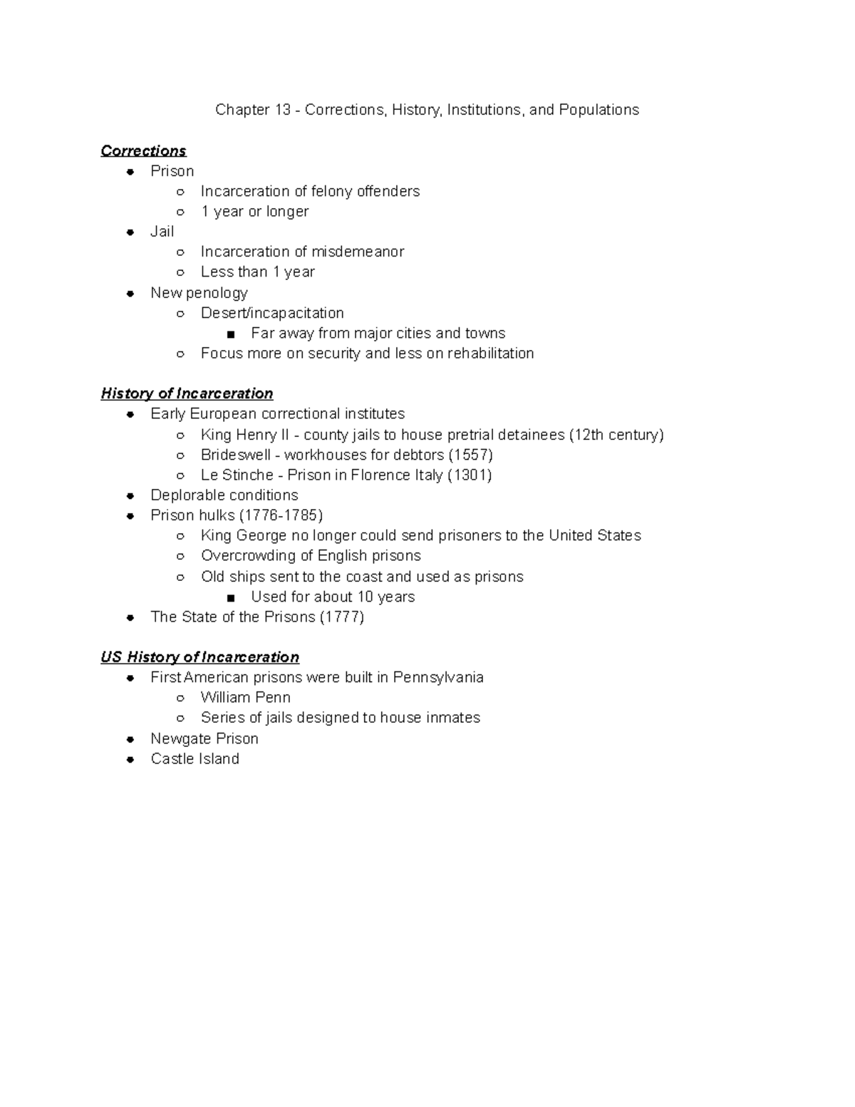 Chapter 13 - Corrections, History, Institutions, And Populations ...