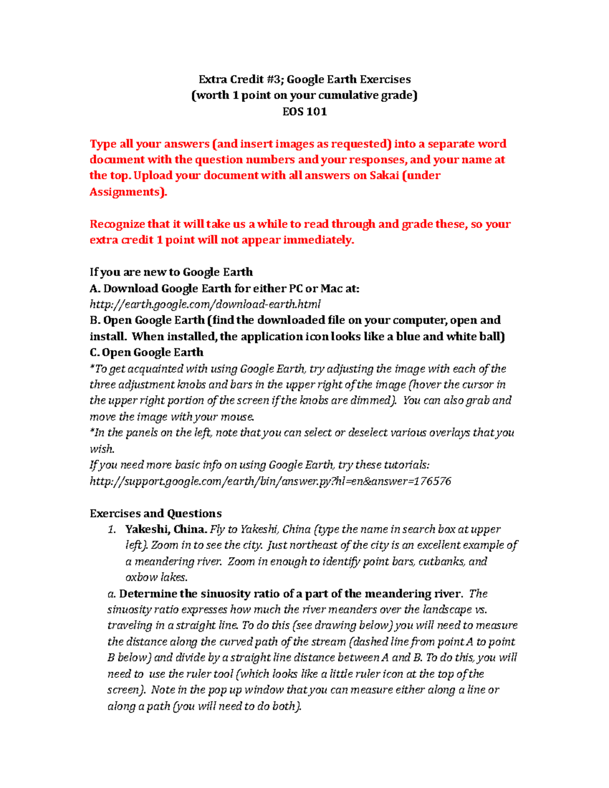 Extra+Credit 3 EOS+101 - Extra Credit #3; Google Earth Exercises (worth ...