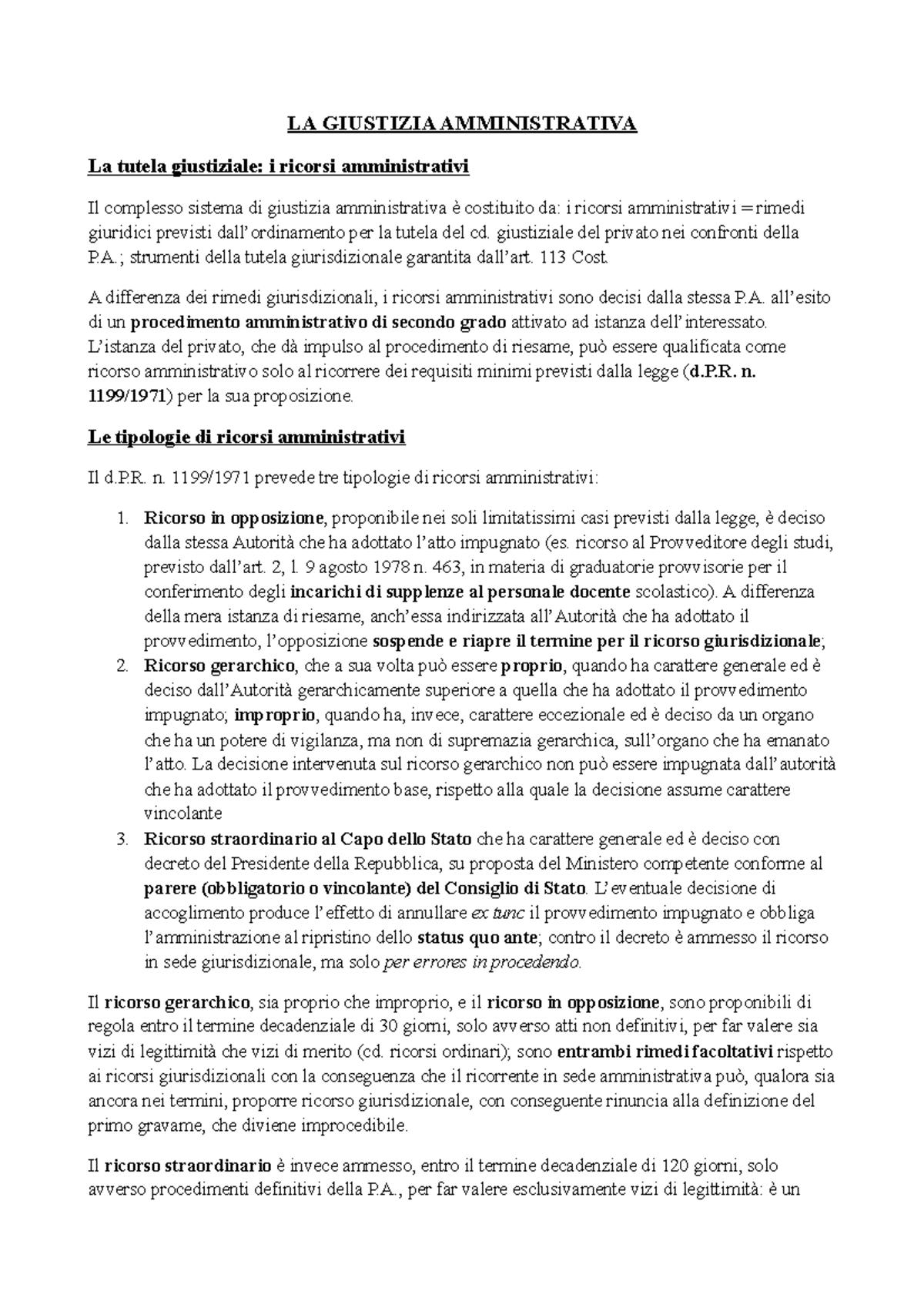 La Giustizia Amministrativa. Tipologie Di Ricorsi Amministrativi E ...