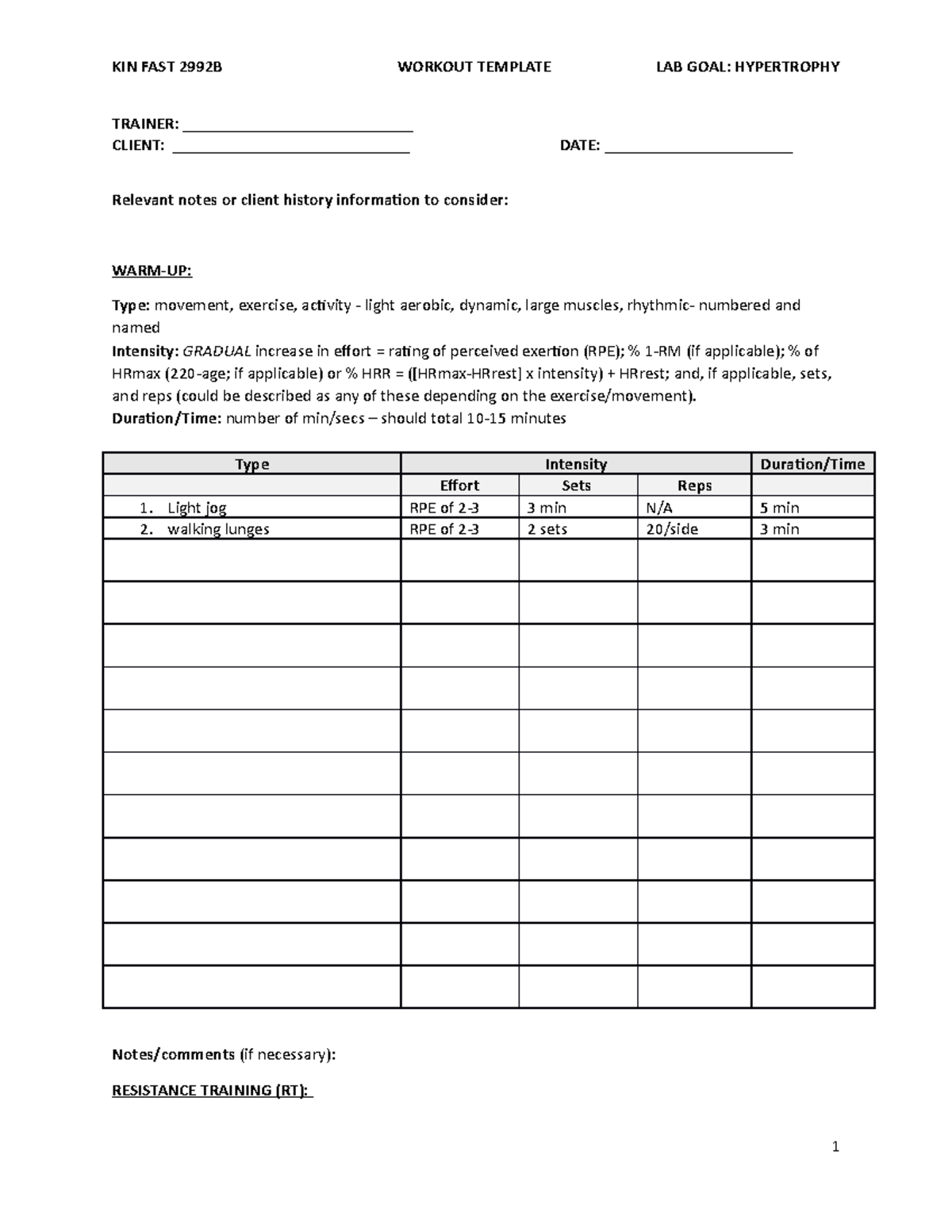 Workout+template Hypertrophy copy - TRAINER ...