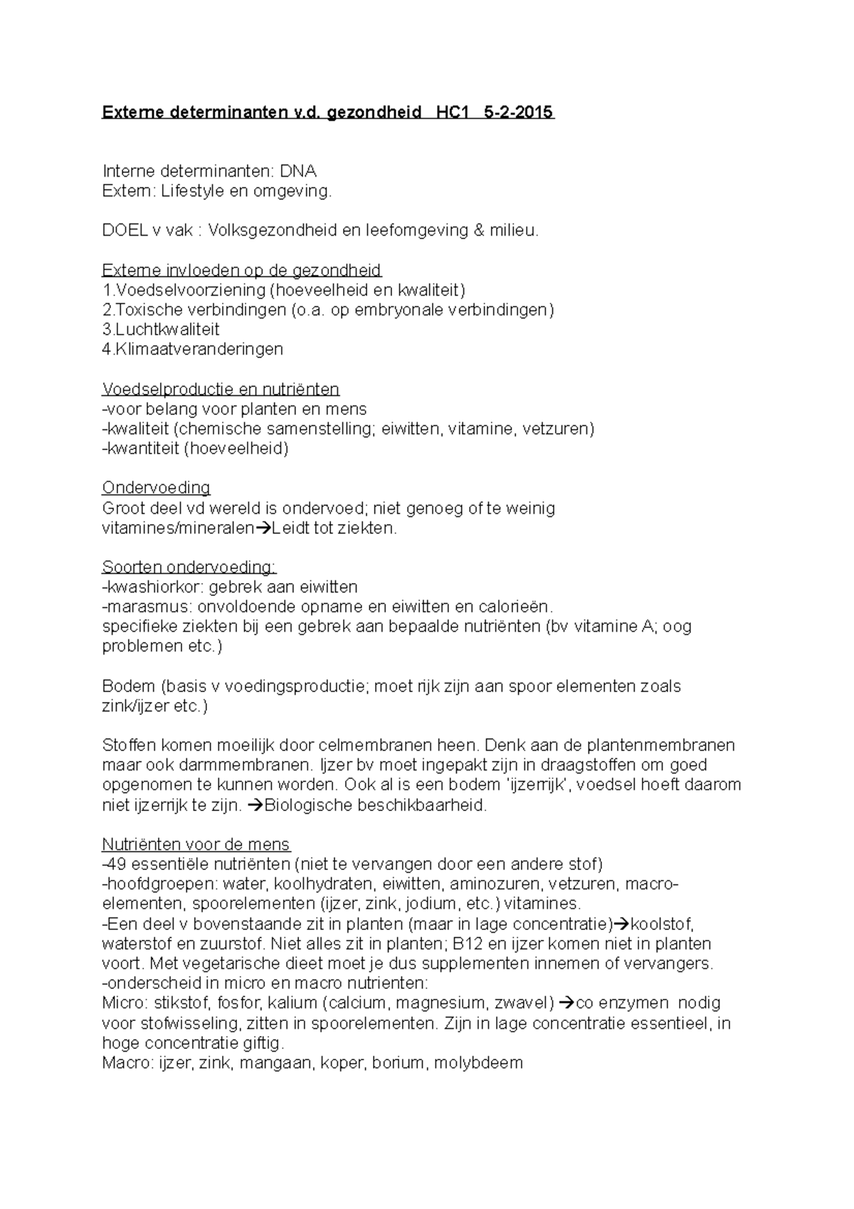 Externe Determinanten Hc1 - 3 - Externe Determinanten V. Gezondheid HC1 ...