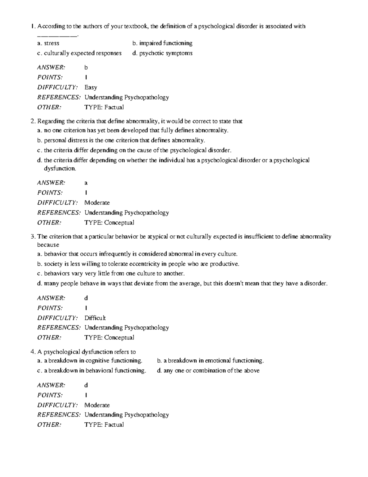 Test Bank For Abnormal Psychology An Int - According To The Authors Of ...