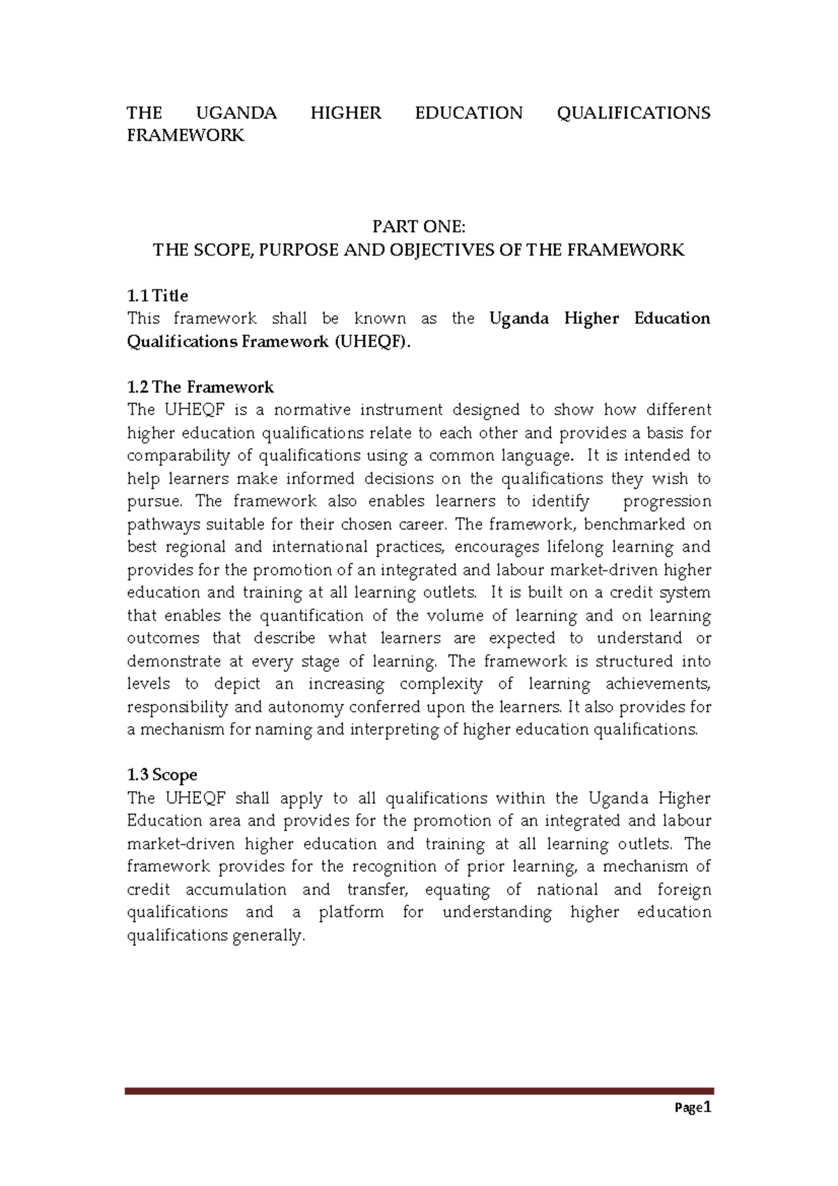Uganda Higher Education Qualifications Framework-JUNE 2016 - THE UGANDA ...