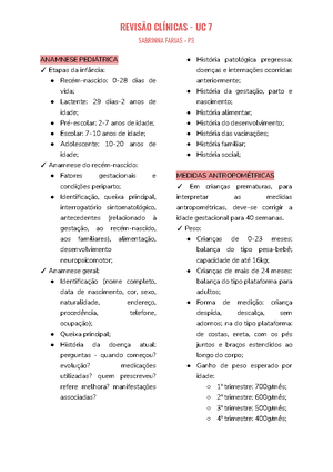 7º Aula Anamnese - Exame Clinico - MÓDULO: CLÍNICA INFANTIL PREVENTIVA E  RESTAURADORA ROTEIRO AULA - Studocu