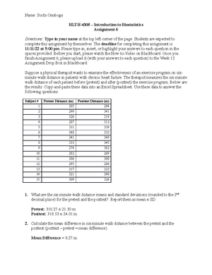 Assignment 1 - Biostatistics homework - Name: Sochi Onubogu HLTH 4308 ...