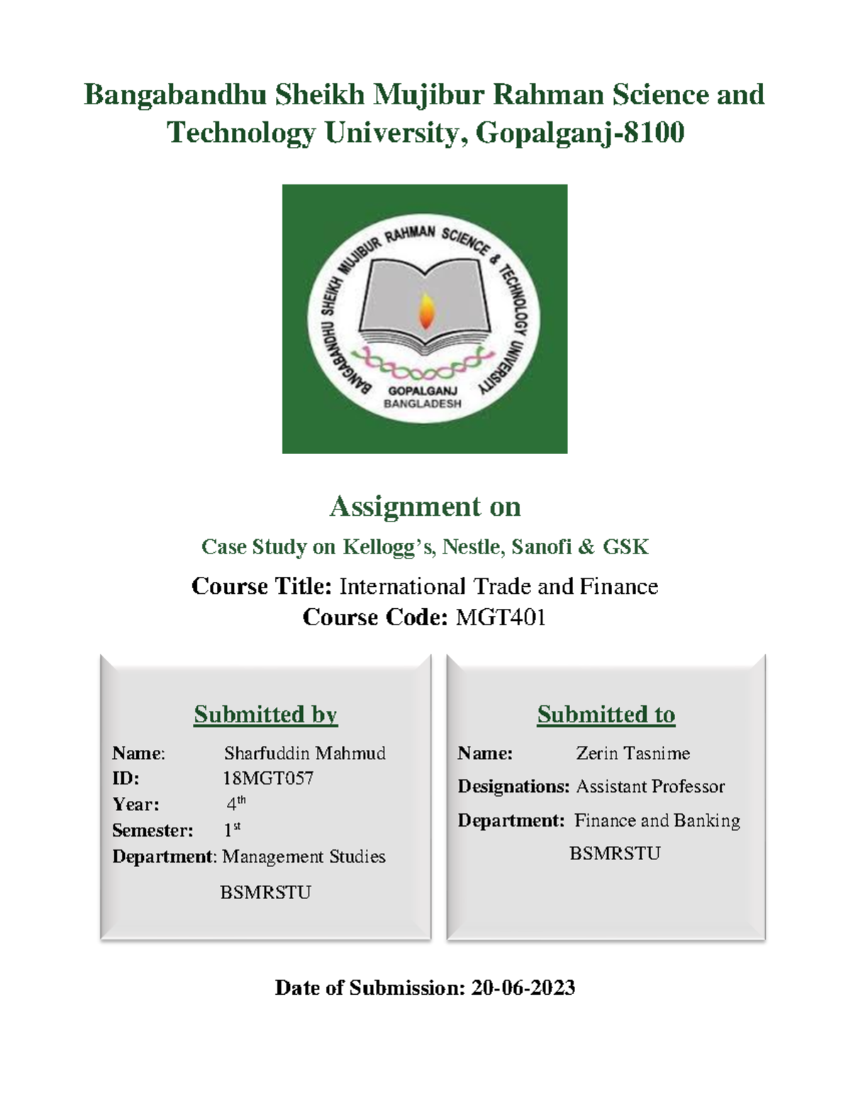 ITF CASE Study - Bangabandhu Sheikh Mujibur Rahman Science and ...