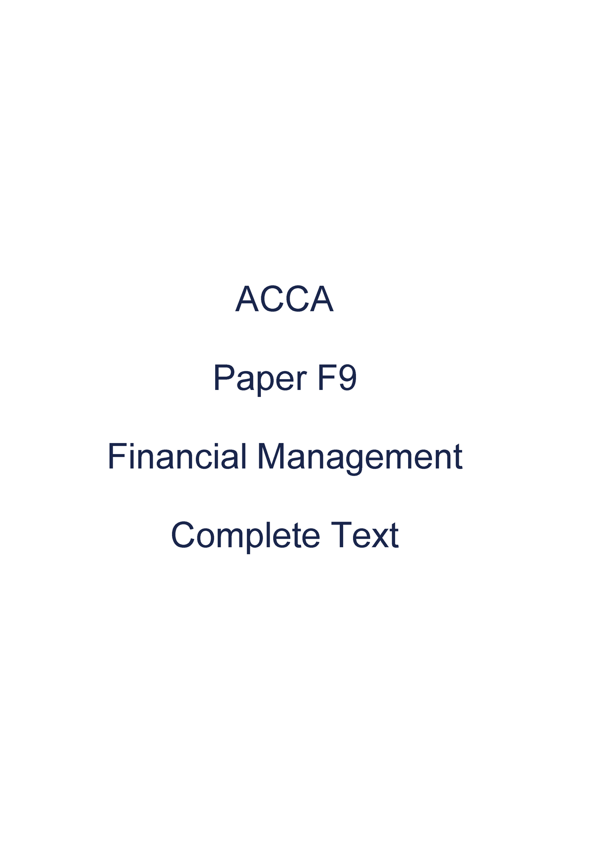 ACCA F9 - This book is good for ACCA - ACCA Paper F Financial ...