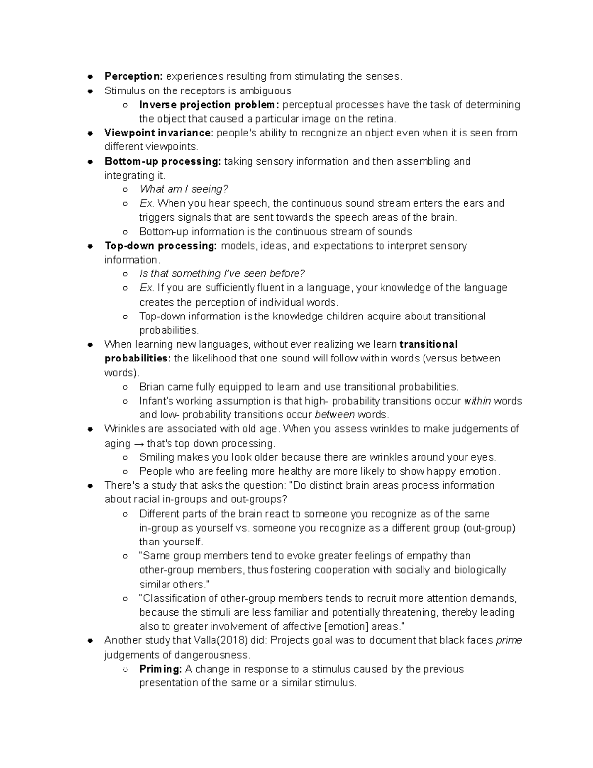 Psy 260 Module 3 Notes Perception Experiences Resulting From