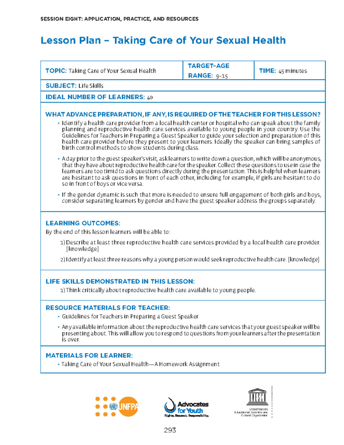 Lesson Plan Taking Care Of Your Sexual Health Topic Taking Care Of Your Sexual Health Target 5835