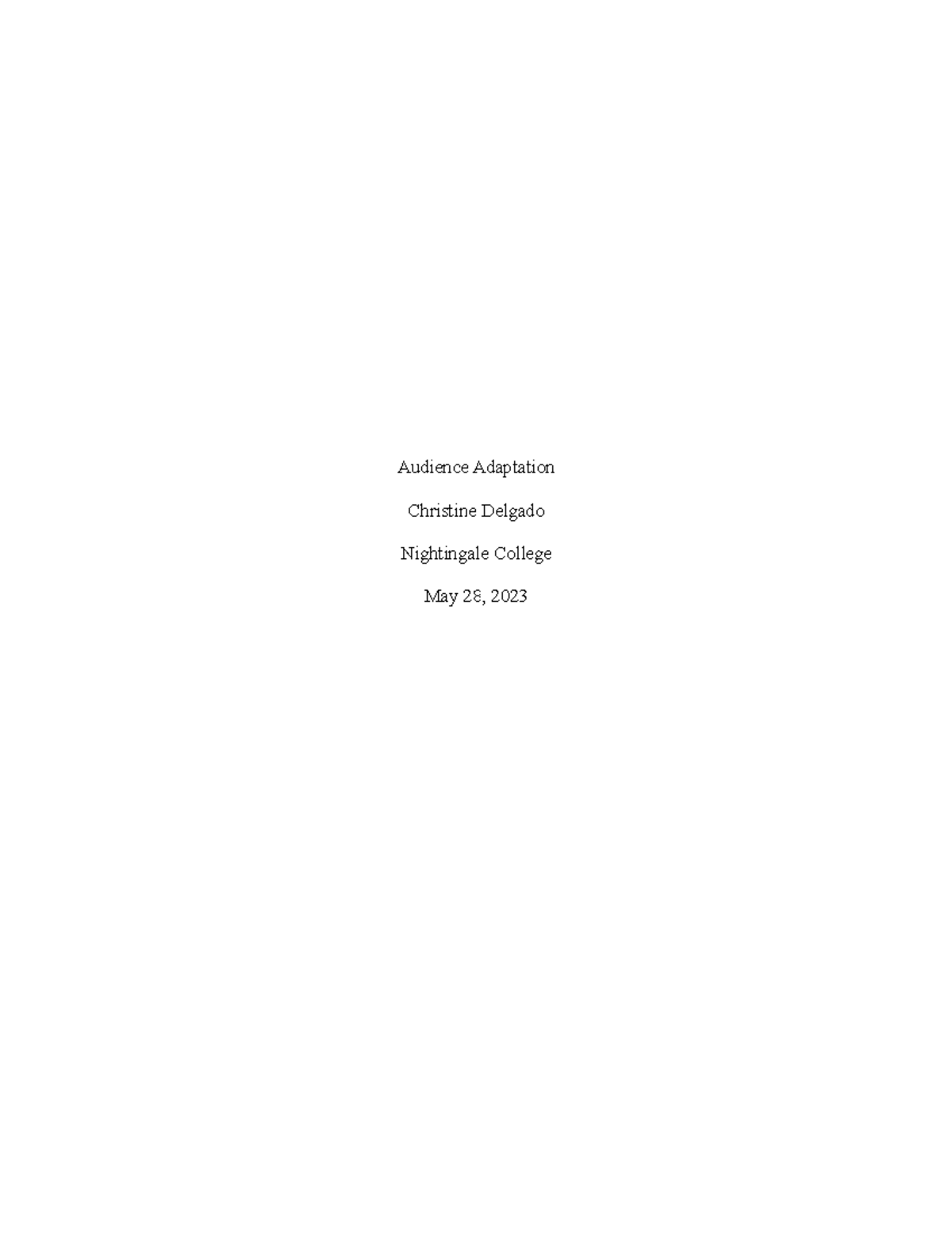 *w3-audience Adaptation - Audience Adaptation Christine Delgado 