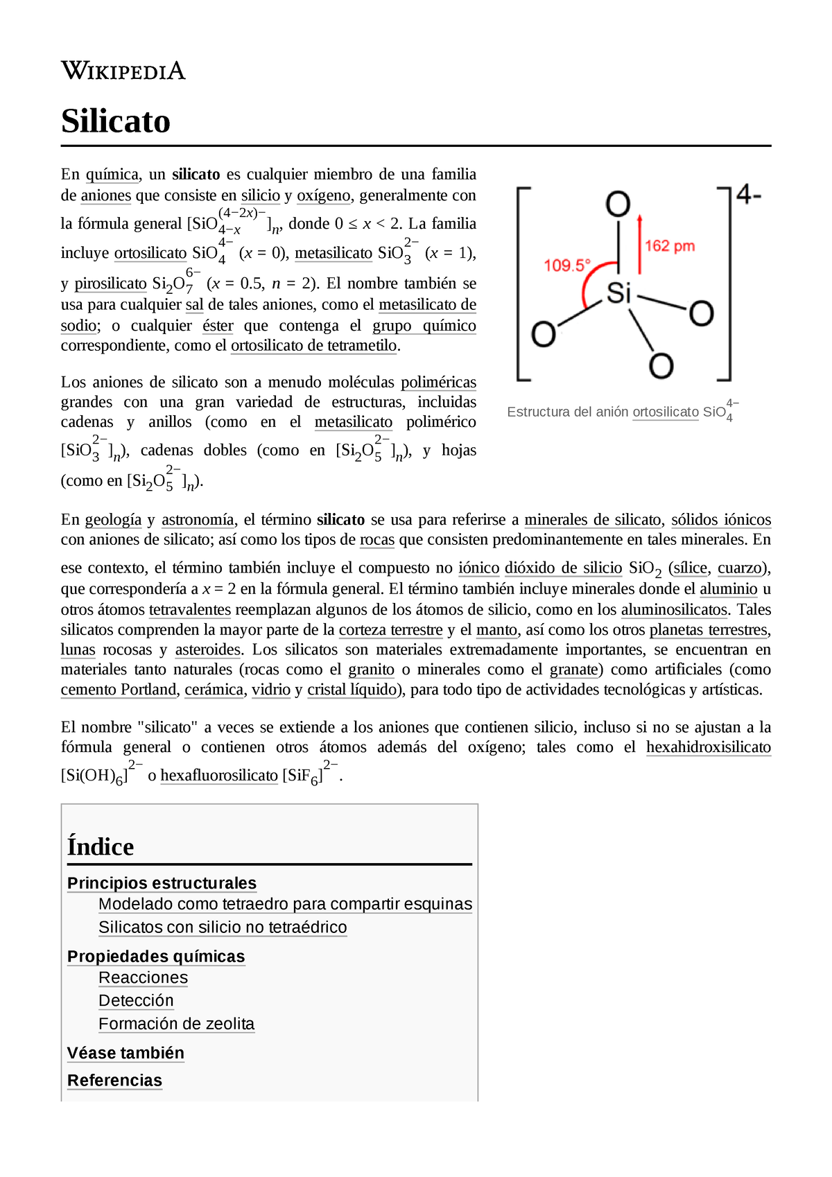 Silicato Estructura Del Ani N Ortosilicato Sio Silicato En Qu Mica Un Silicato Es