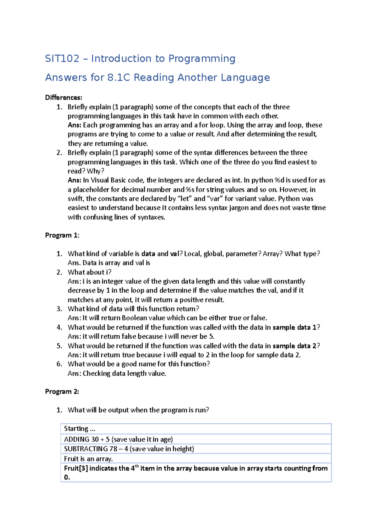 Introduction To Programming - SIT102 – Introduction To Programming ...