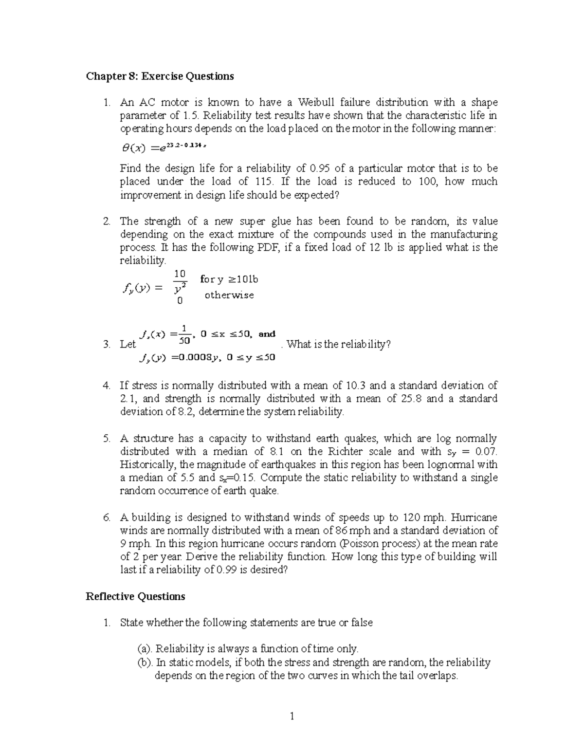 08 Physical Reliability Models Problems - Chapter 8: Exercise Questions ...