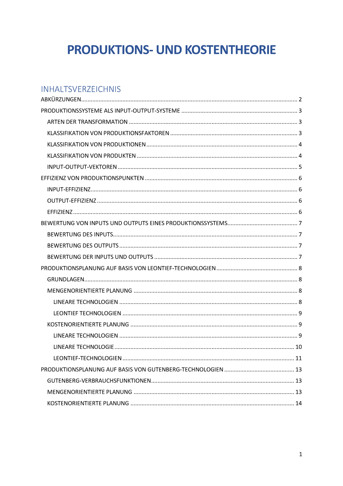 Produktions- Und Kostentheorie Zusammenfassung - PRODUKTIONS- UND ...