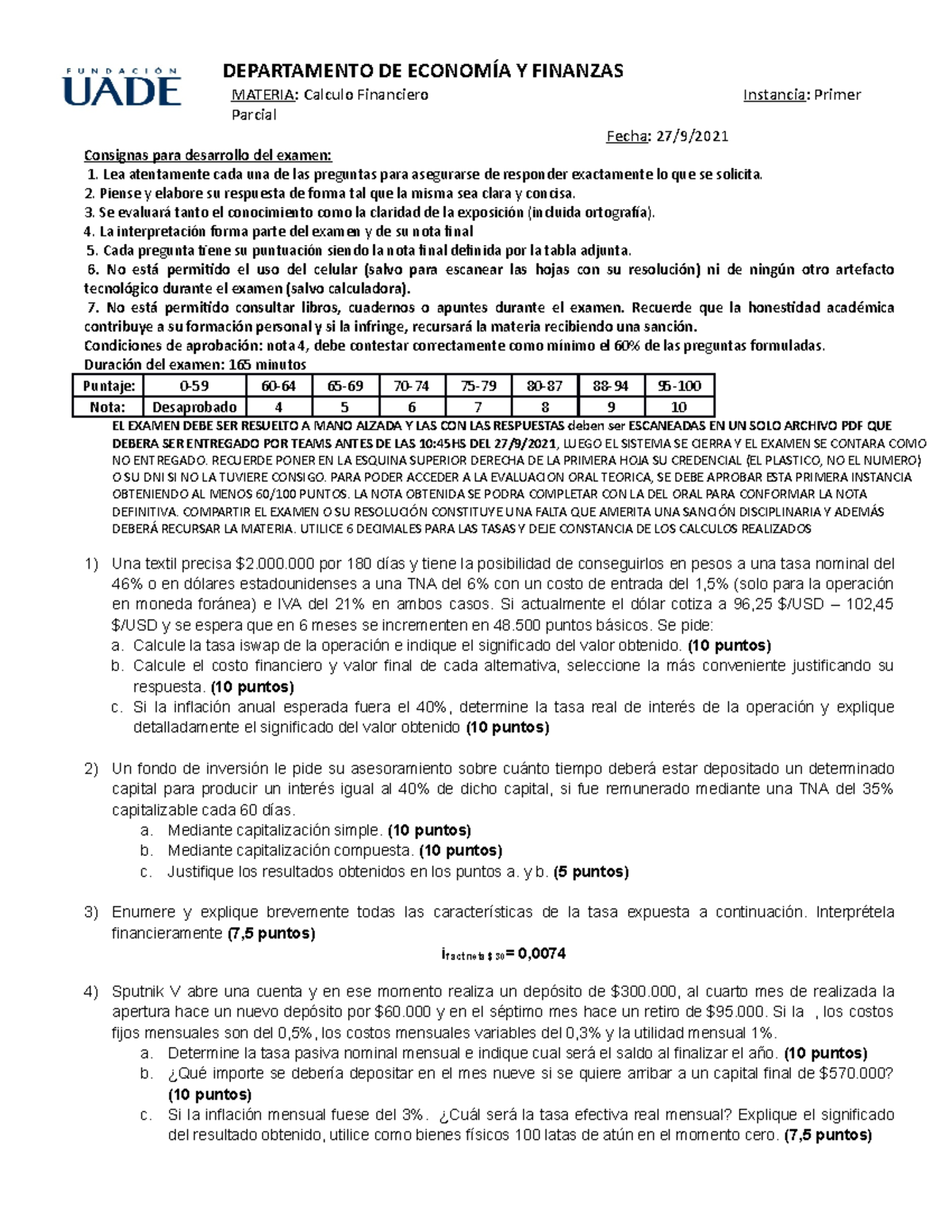 1r Parcial Calculo Financiero 2C 2021 Virtual - DEPARTAMENTO DE ...