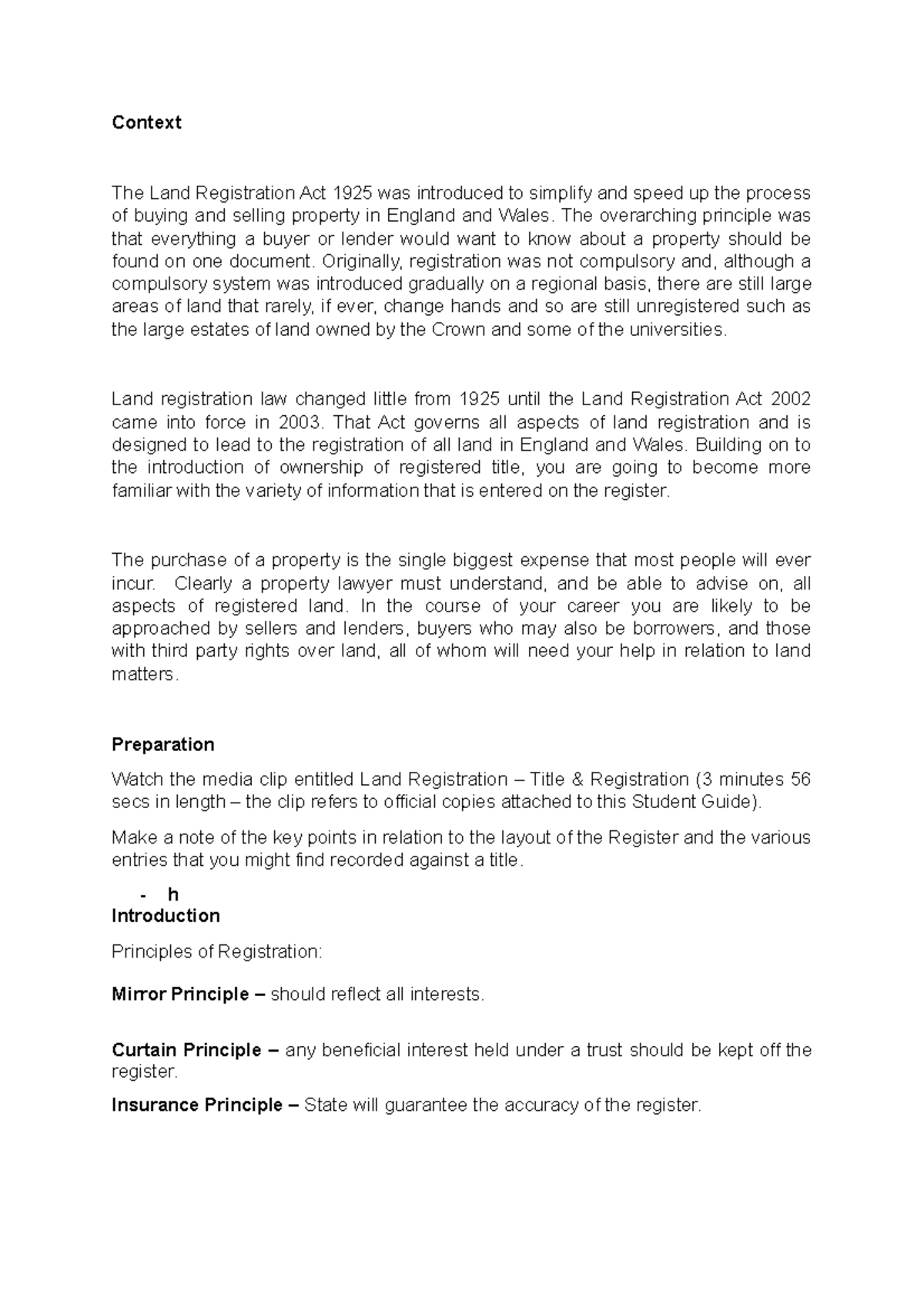 Land Law - Unit 3 - Registered Land and Enforceability of Third Party ...