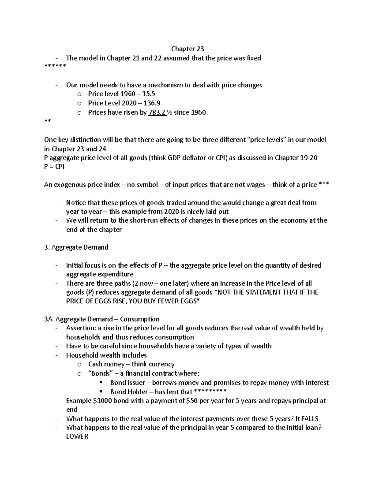 Macroeconomics Chapter 23 Notes - Chapter 23 The Model In Chapter 21 ...