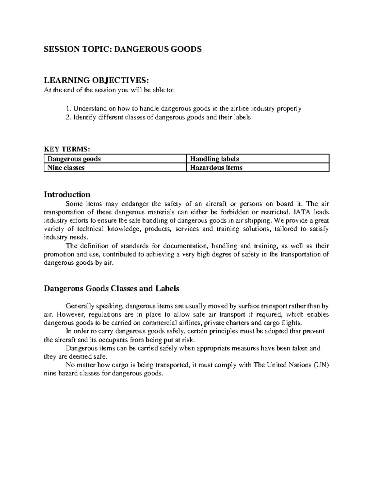 Chapter 13 Dangerous Goods - SESSION TOPIC: DANGEROUS GOODS LEARNING ...