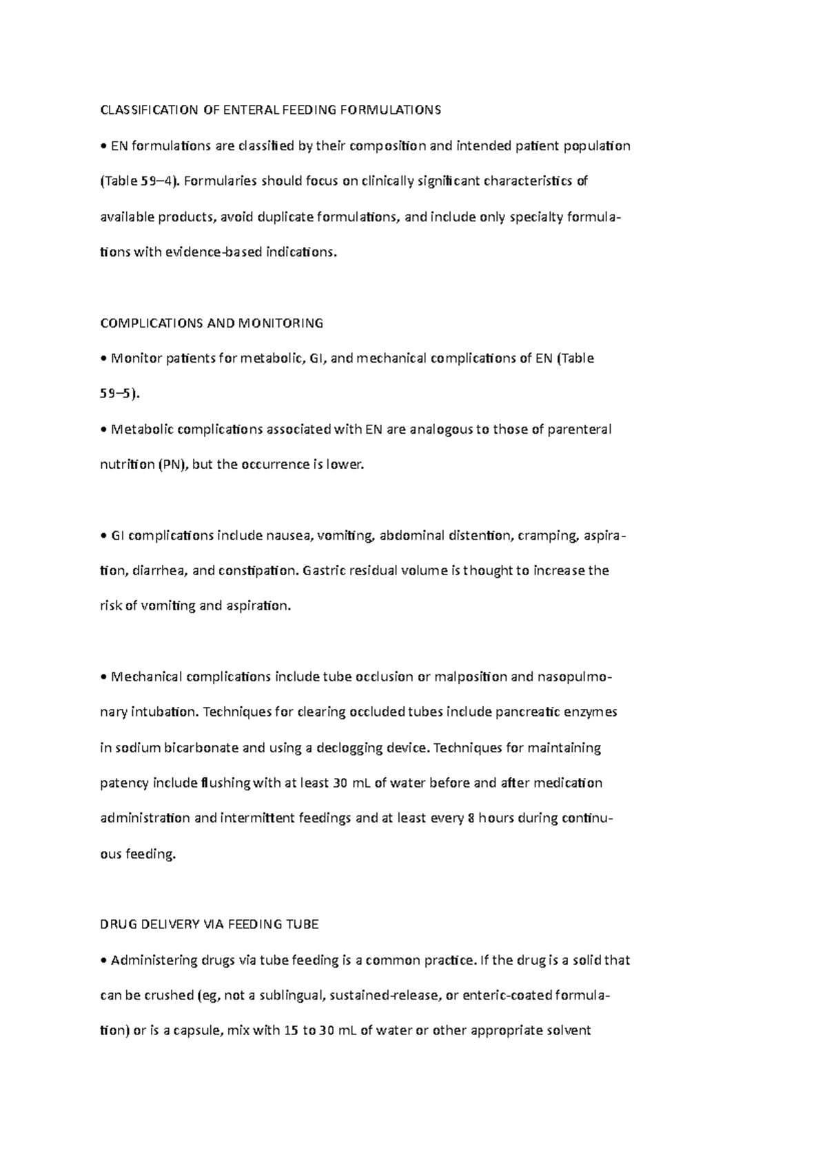 Classification OF Enteral Feeding Formulations - CLASSIFICATION OF ...