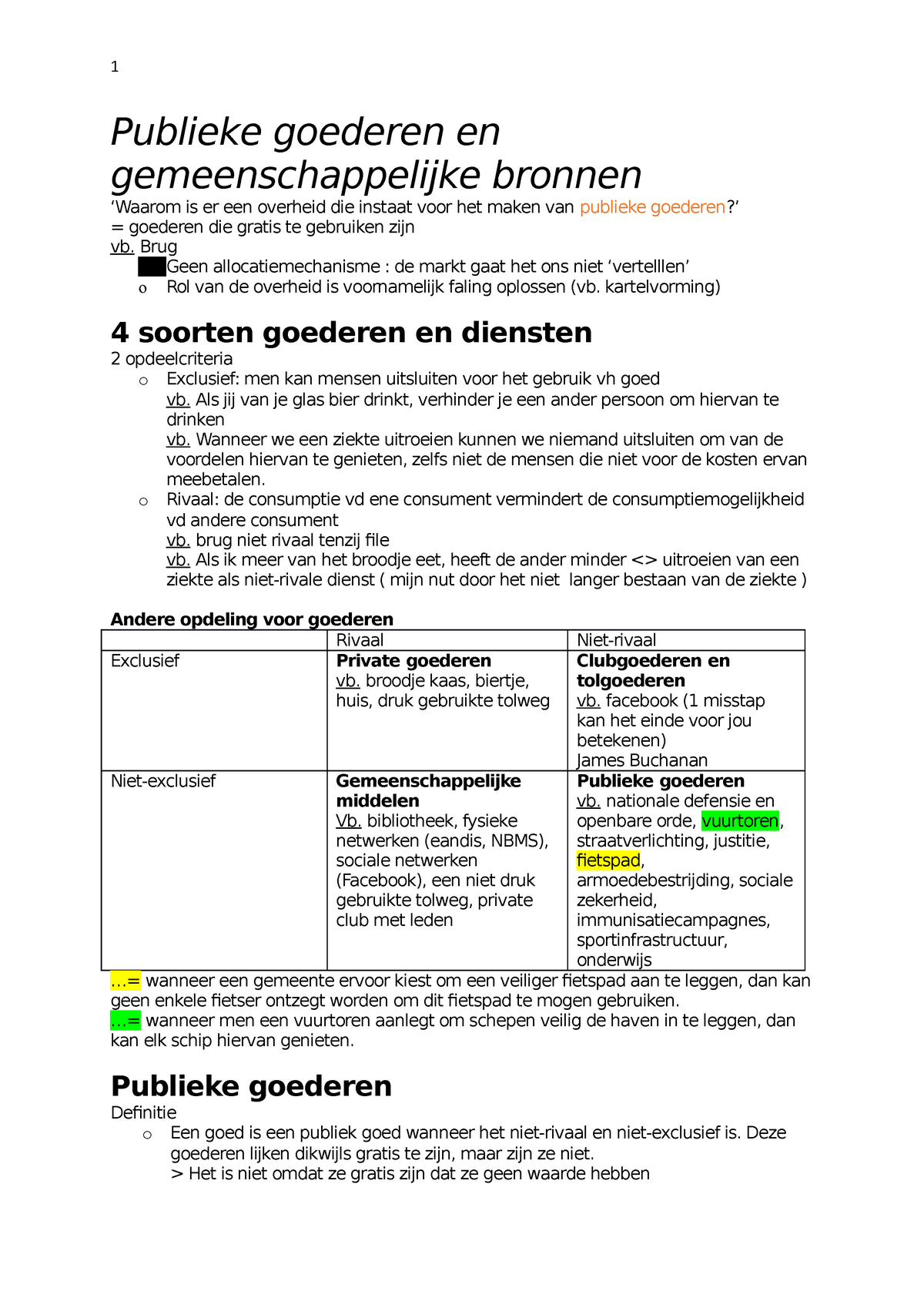 Economie B Samenvatting - Publieke Goederen En Gemeenschappelijke ...