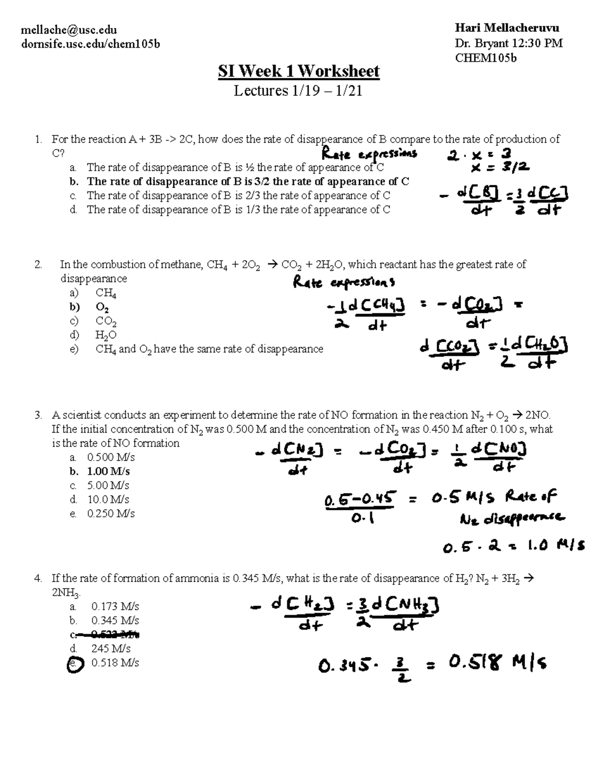 Practice Worksheet Chem - mellache@usc dornsife.usc/chem105b Hari ...