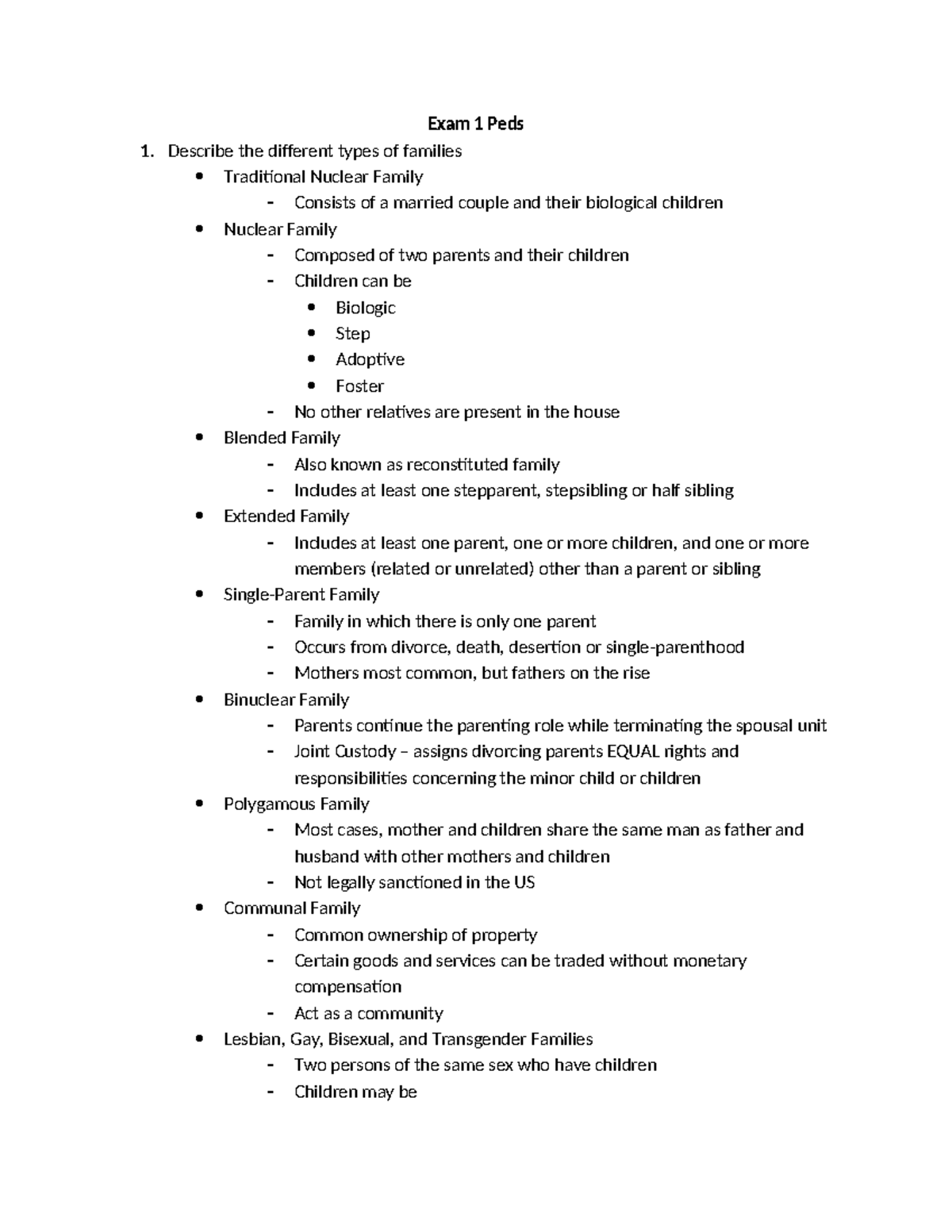 Exam 1 Peds Abbie Epperson - Exam 1 Peds Describe the different types ...