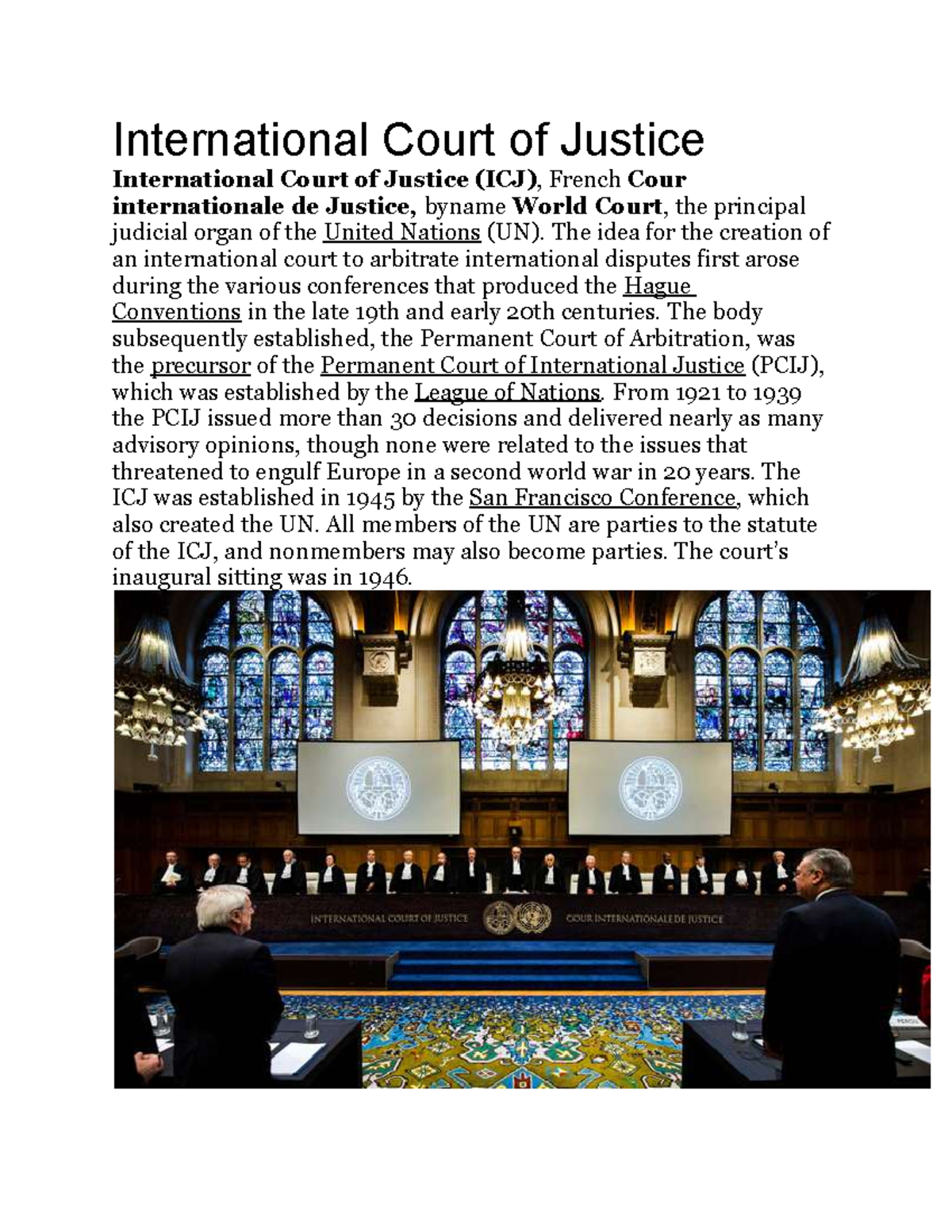 International Court OF Justice - International Court Of Justice ...