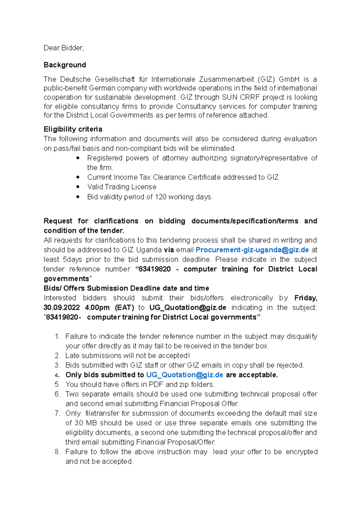Instructions to bidder - Dear Bidder, Background The Deutsche ...