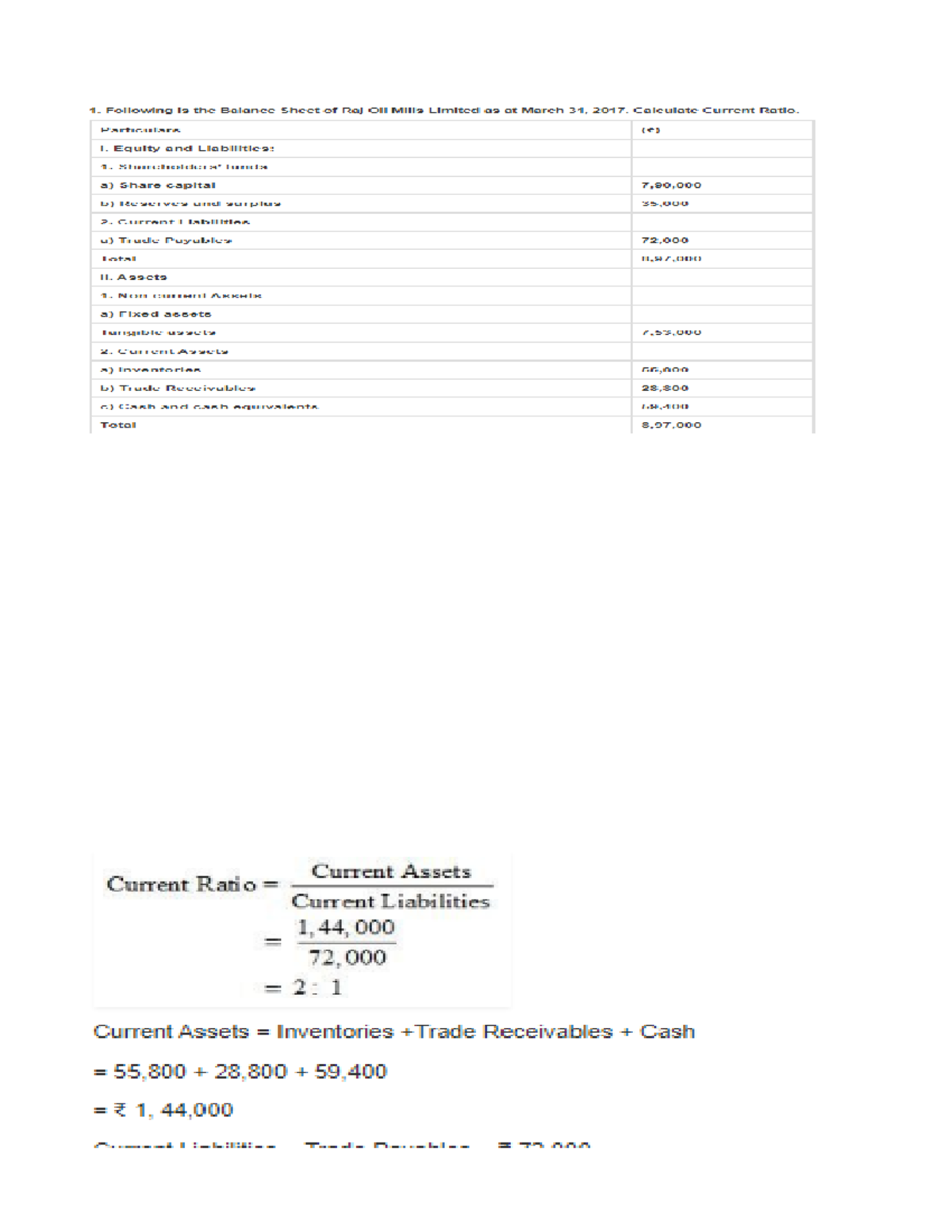 3.4RatiosSumspart 1 Ratio NameFormula Calculation Ratio 2