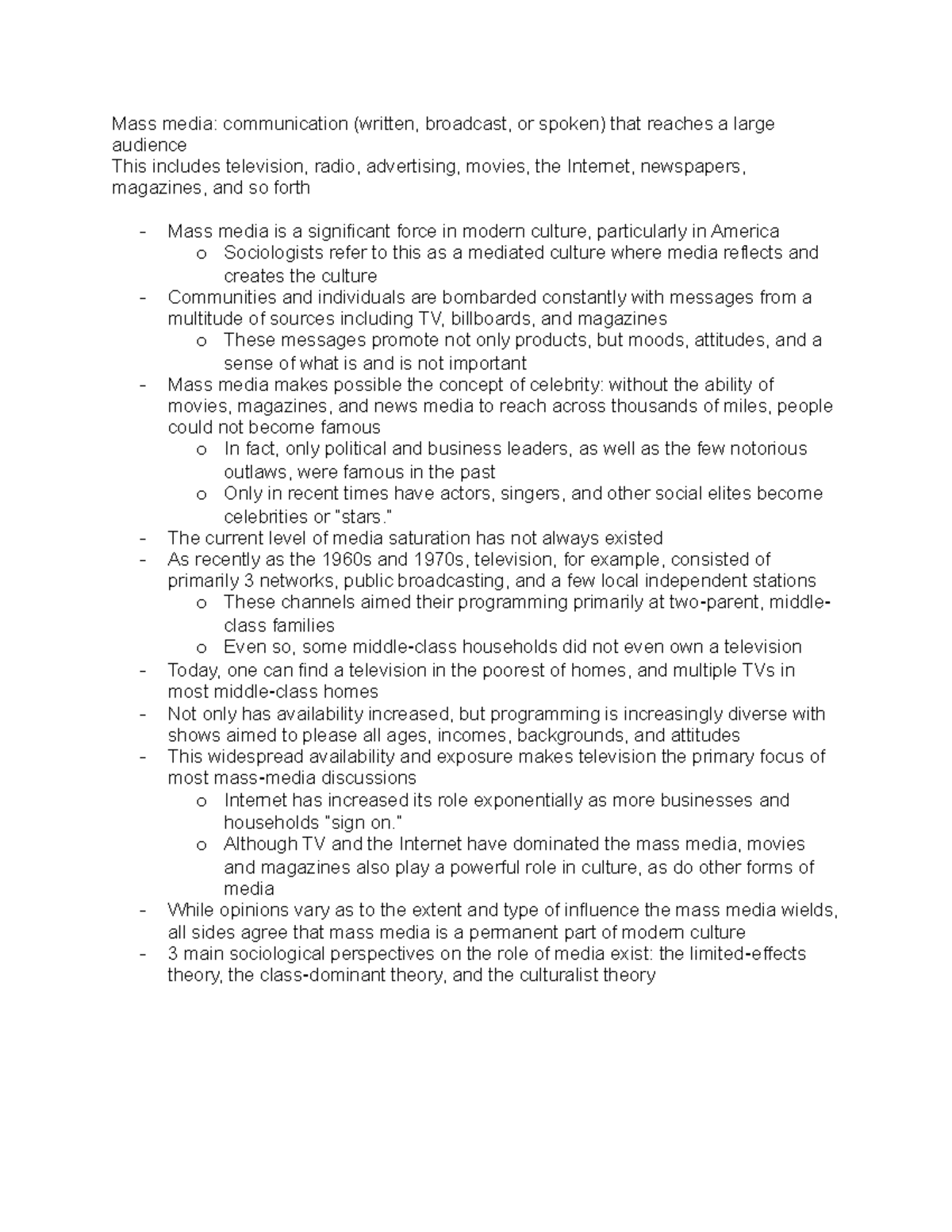 The Role and Influence of Mass Media - Mass media: communication ...