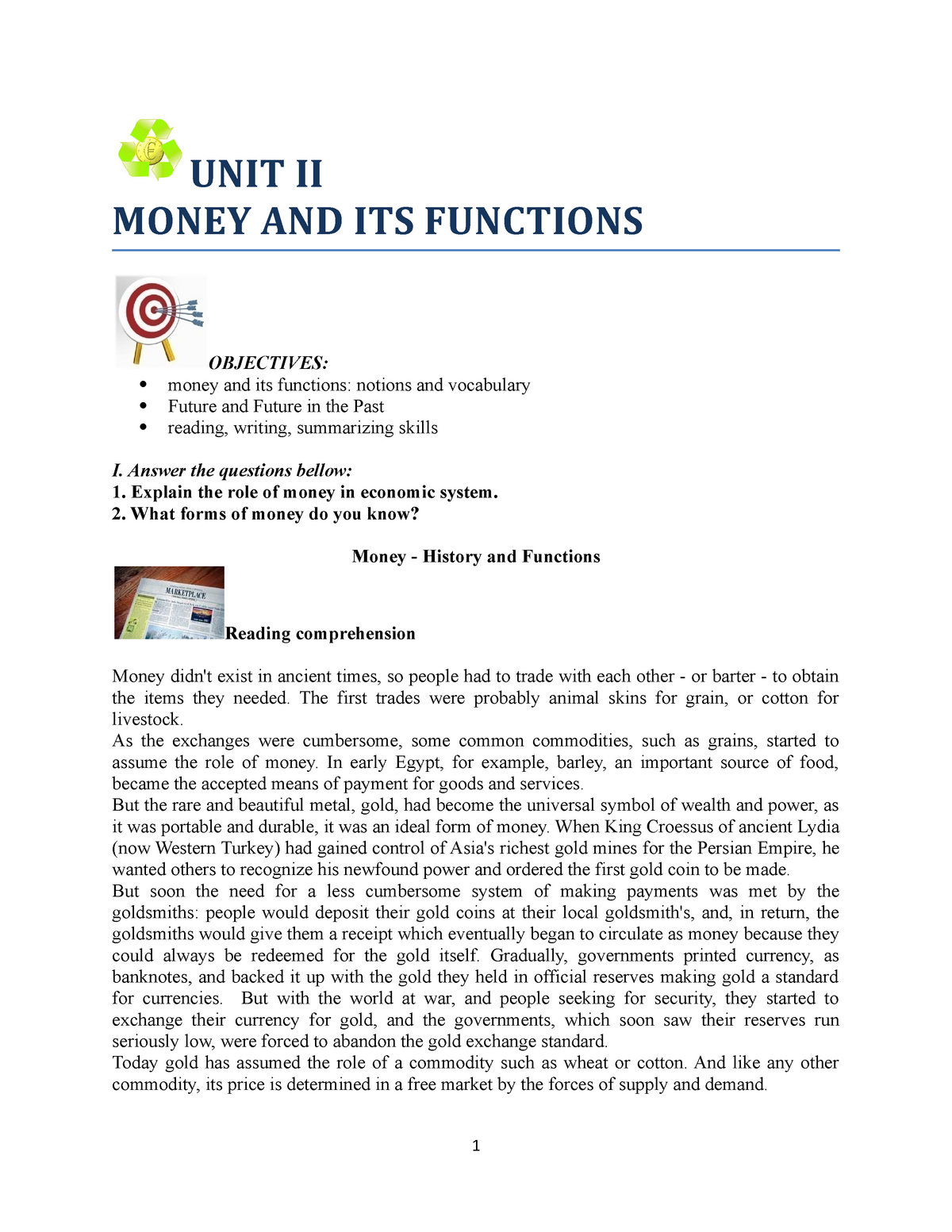 money-and-its-functions-st-unit-ii-money-and-its-functions-objectives