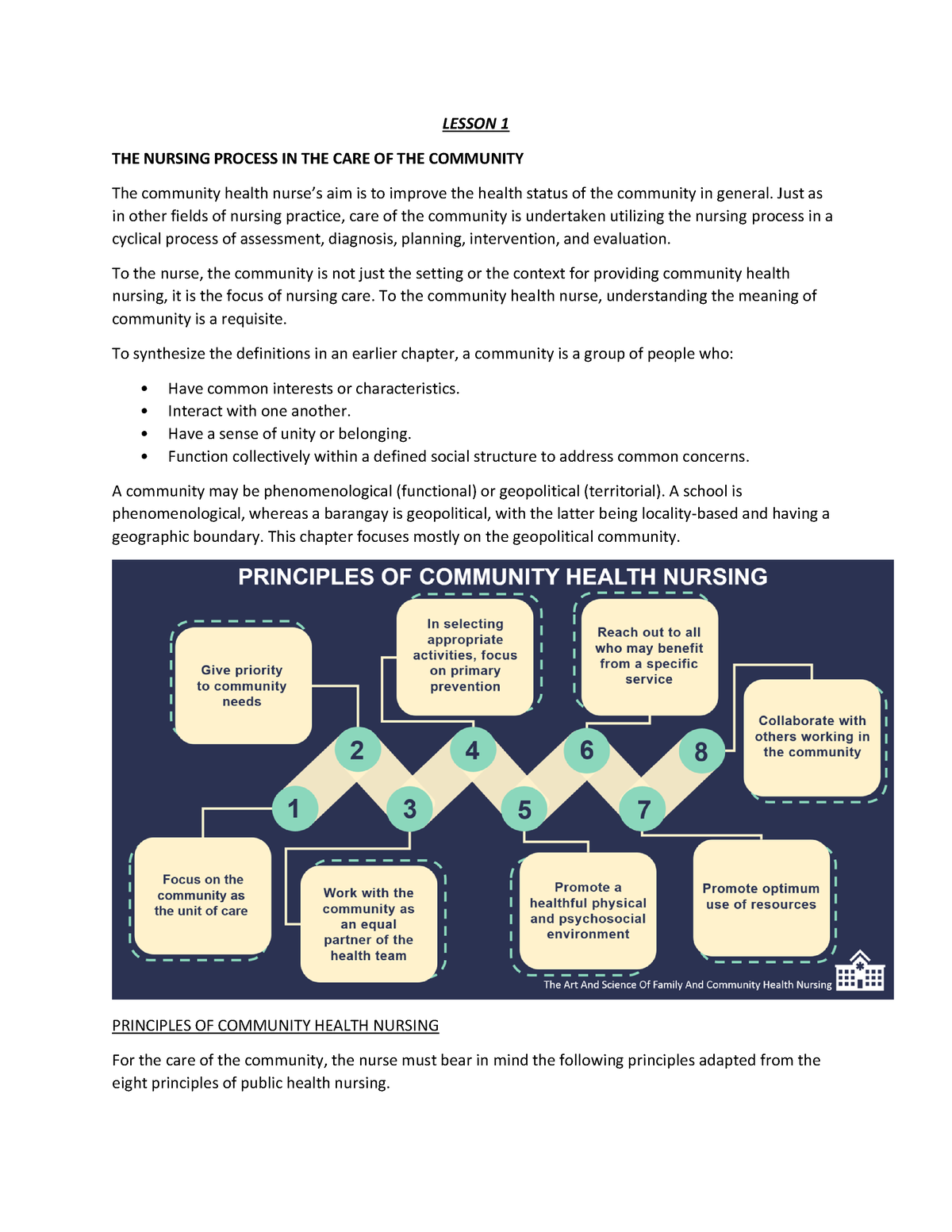 Midterms-CHN- Elearning - LESSON 1 THE NURSING PROCESS IN THE CARE OF ...