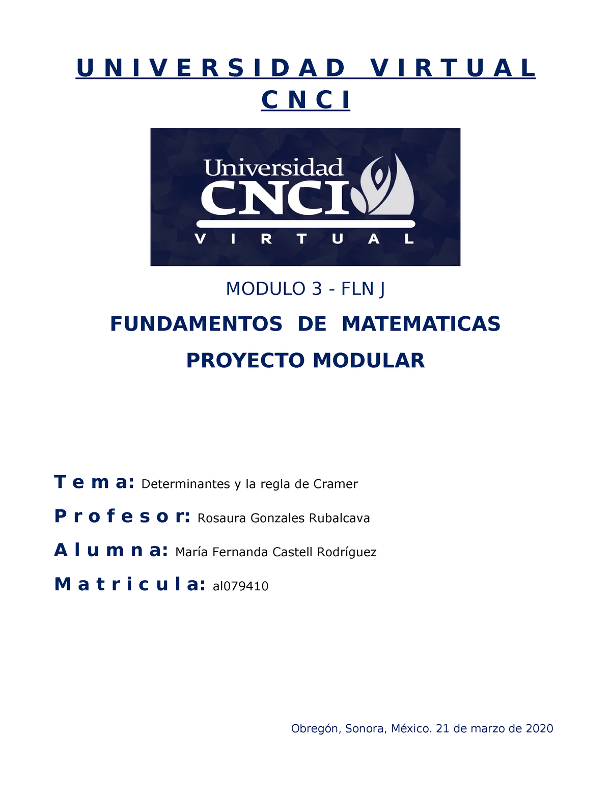 Fundamentos De Las Matemáticas Proyecto Modular - U N I V E R S I D A D ...