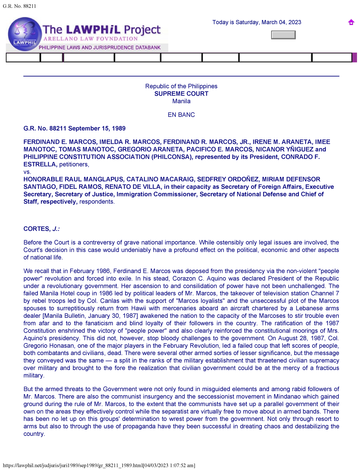 Marcos Vs. Manglapus - Case Digest - Constitution Statutes Executive ...