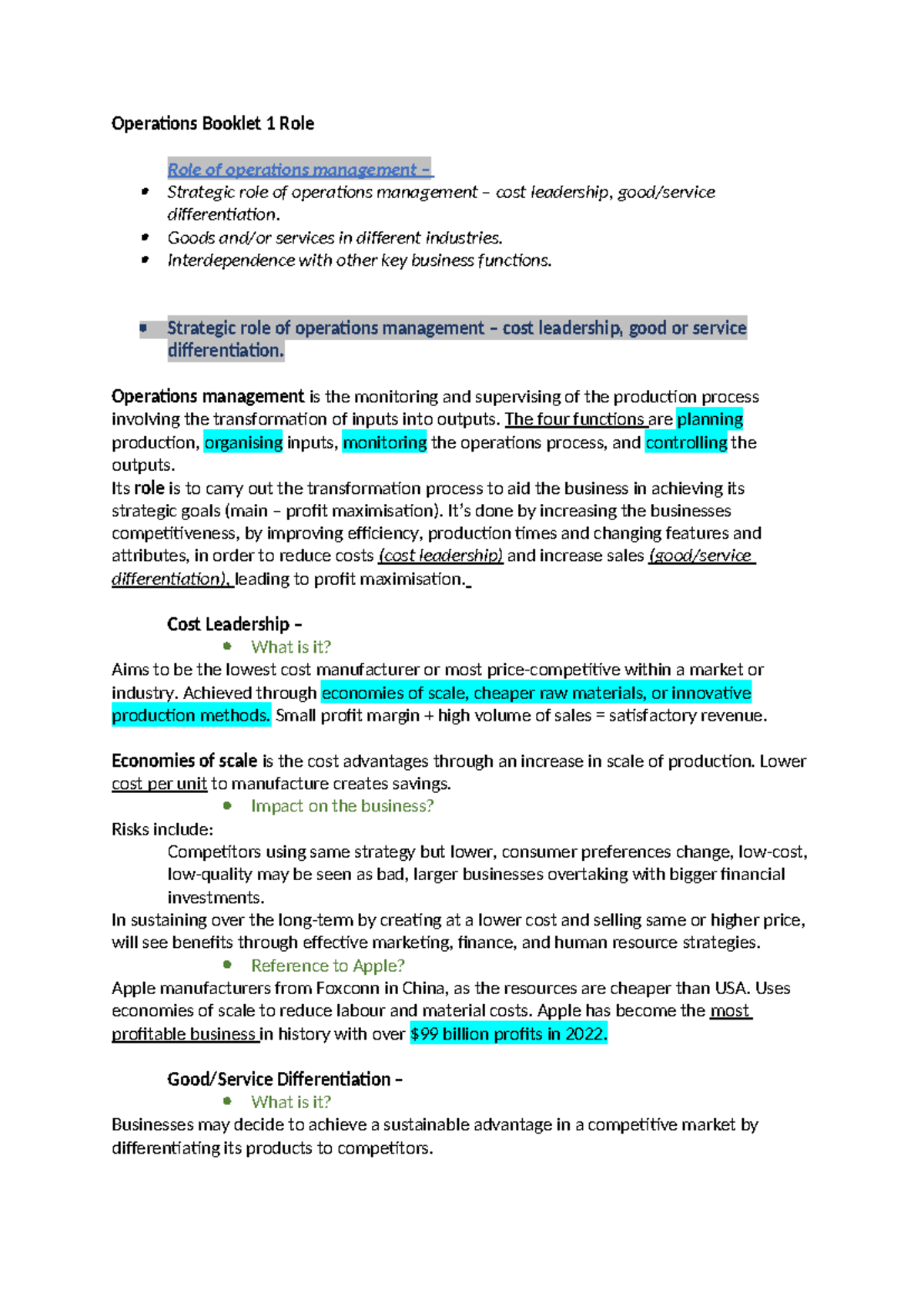 Operations - Role - Operations Booklet 1 Role Role of operations ...