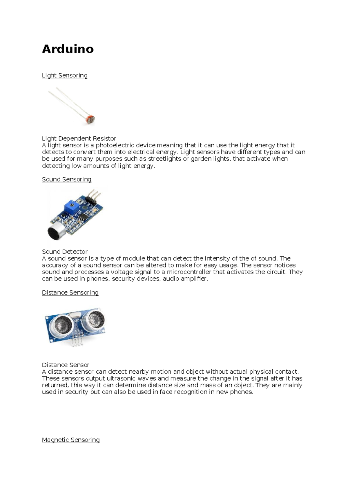 Arduino Parts - Arduino Light Sensoring Light Dependent Resistor A ...