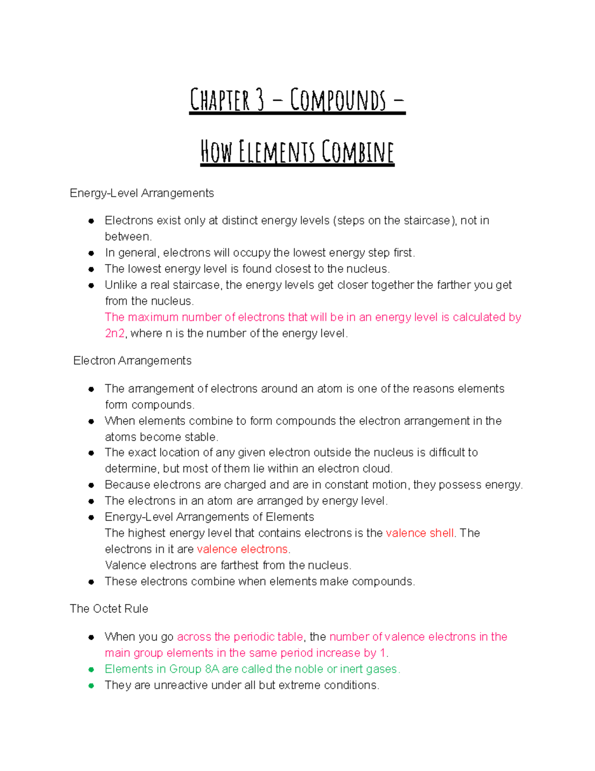 Chapter 3 – Compounds - Chapter 3 – Compounds – How Elements Combine ...