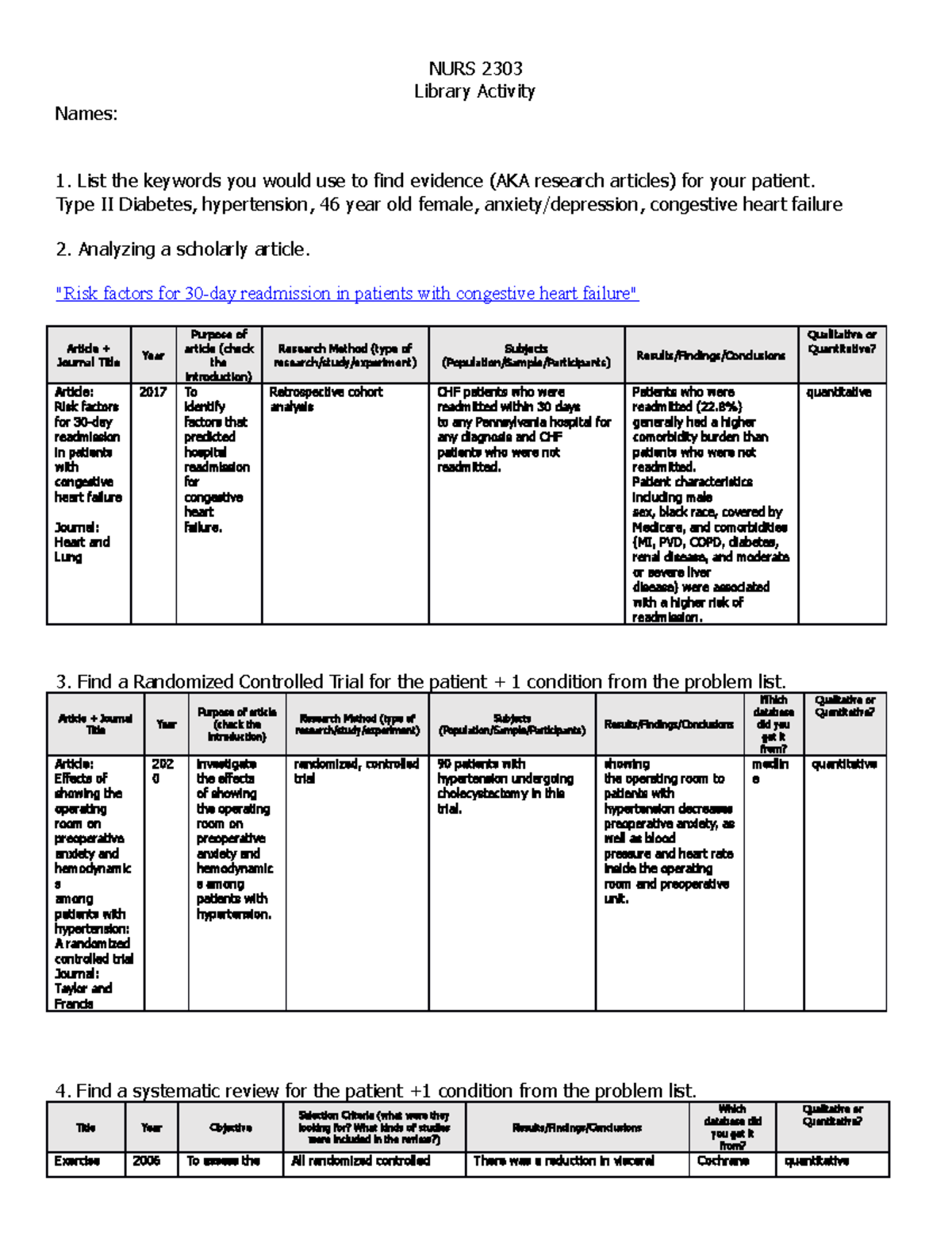 Mckennadonaldson - intro to nursing library research activity - NURS ...