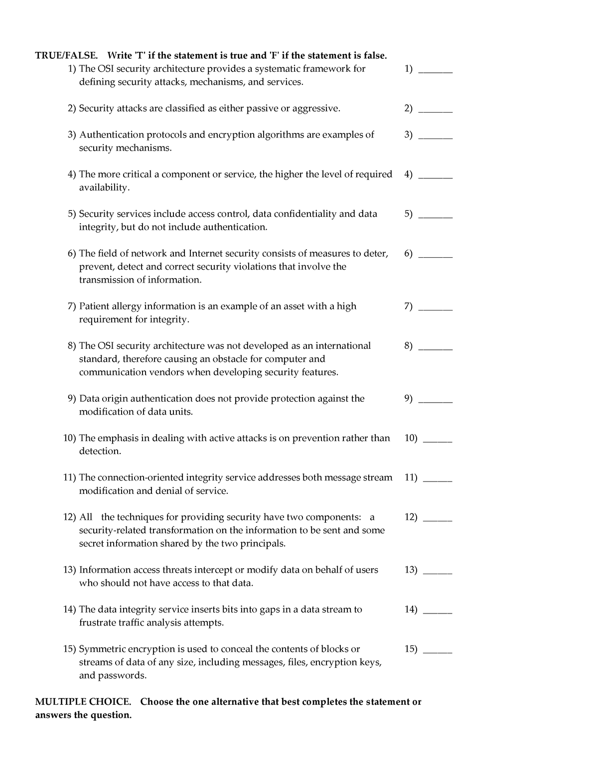 CH 1 TB - Testbank - TRUE/FALSE. Write 'T' If The Statement Is True And ...