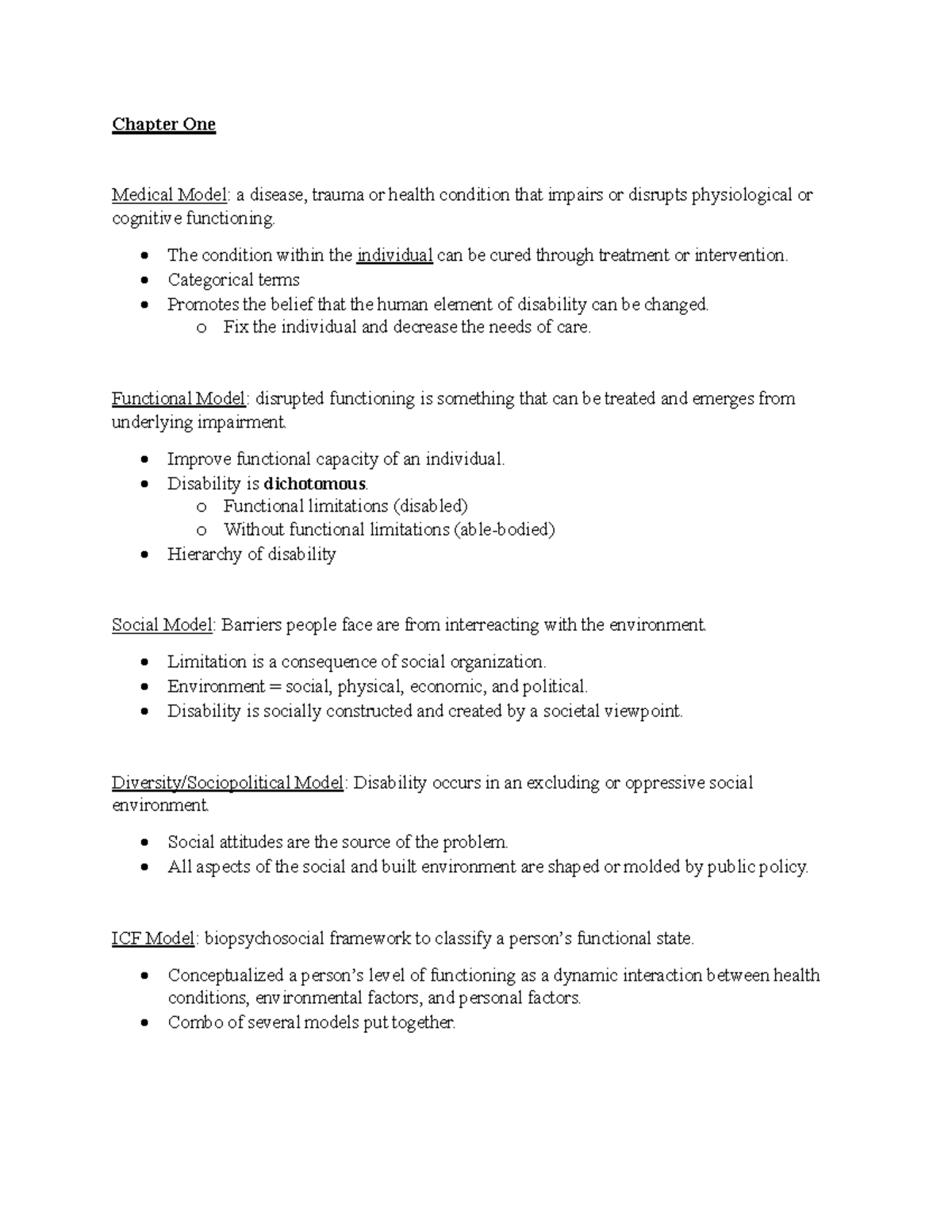 Adapted Physical Activity Test One Study Guide Chapter One Medical