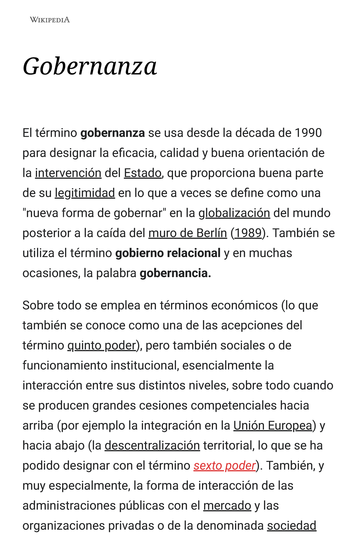 Gobernanza - Wikipedia, La Enciclopedia Libre - Gobernanza El Término ...