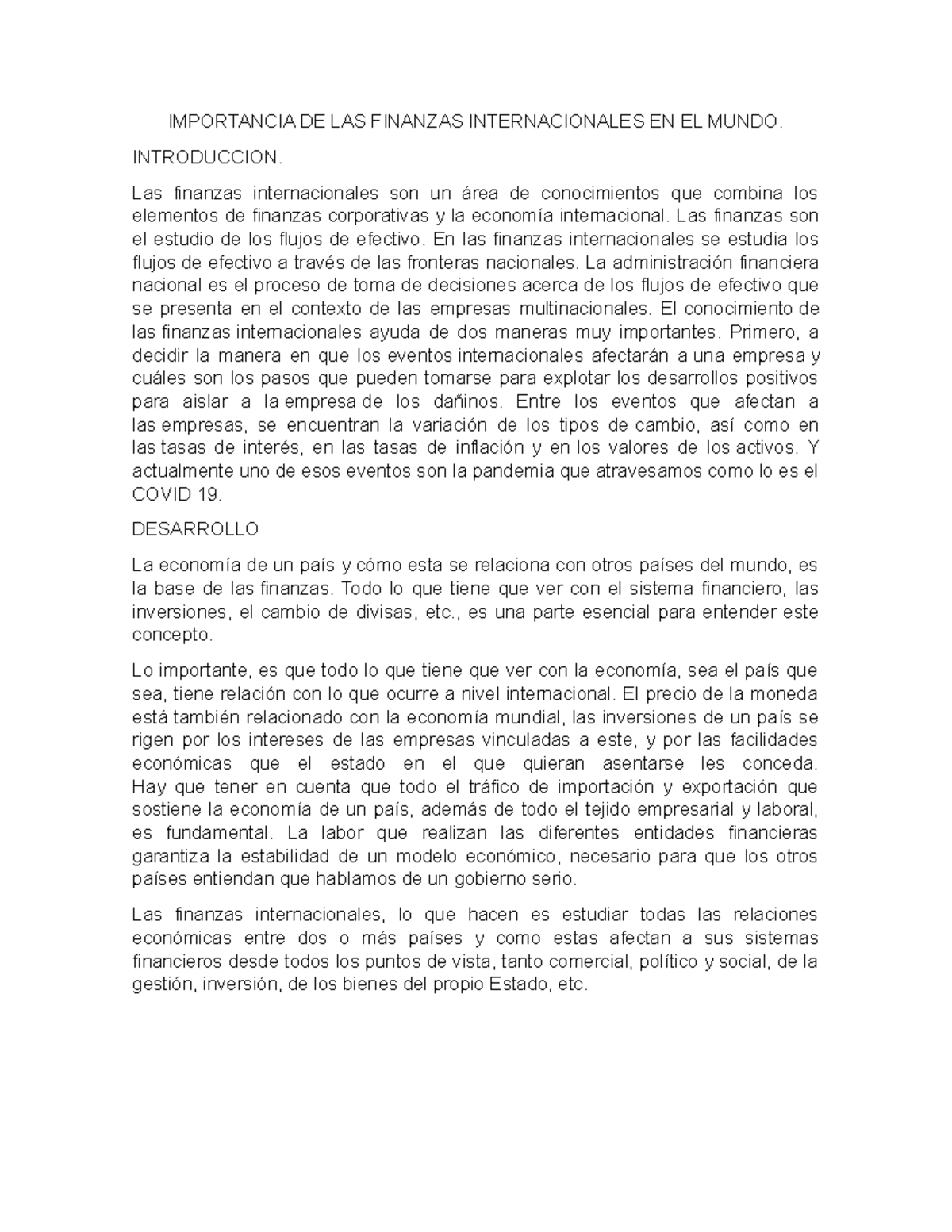 Importancia DE LAS Finanzas Internacionales EN EL Mundo - IMPORTANCIA ...